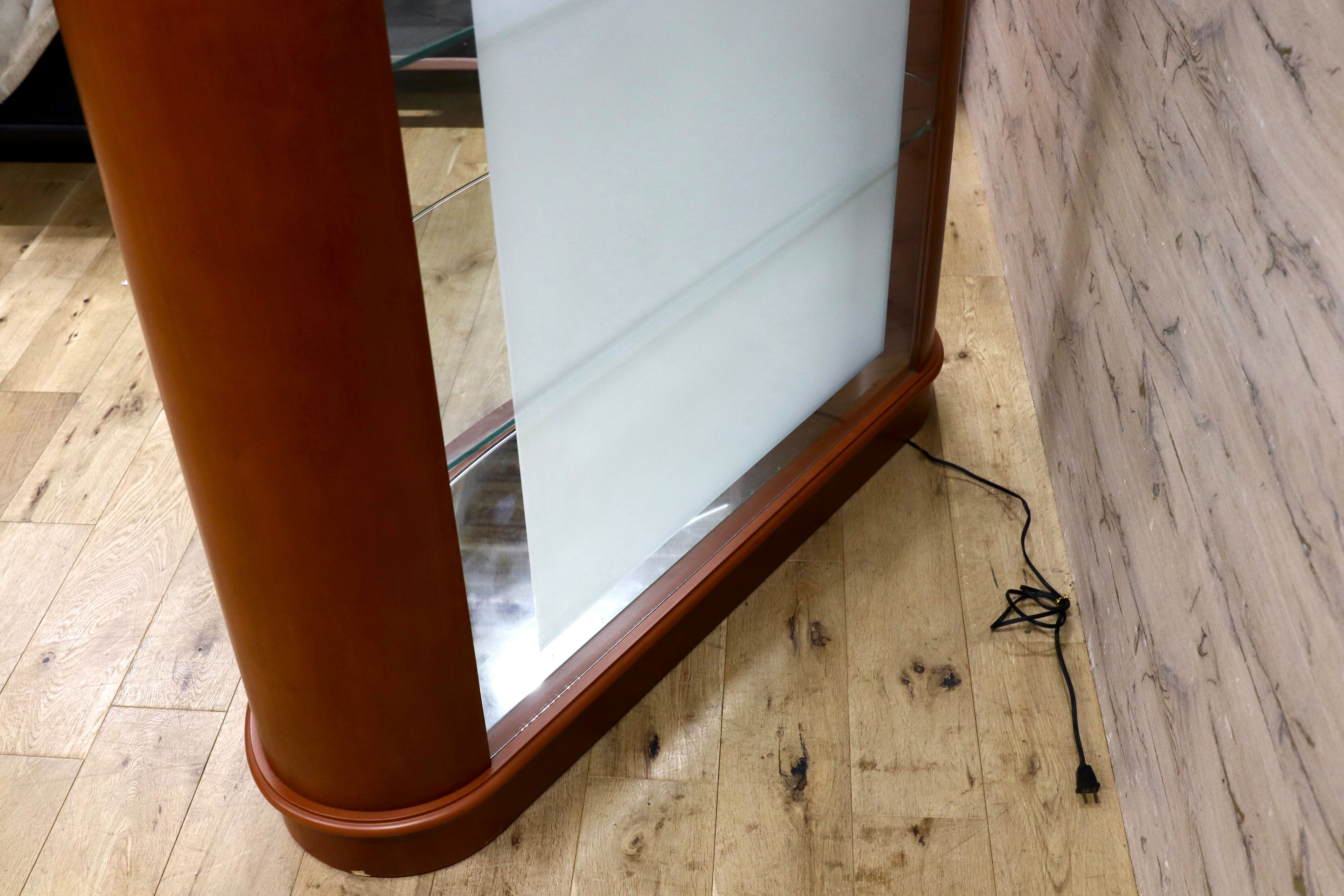 GMIK724○イタリア製 キュリオケース ショーケース ガラス キャビネット 飾り棚 チェリー材 クラシック 店舗什器 検）カリガリス ポラダ