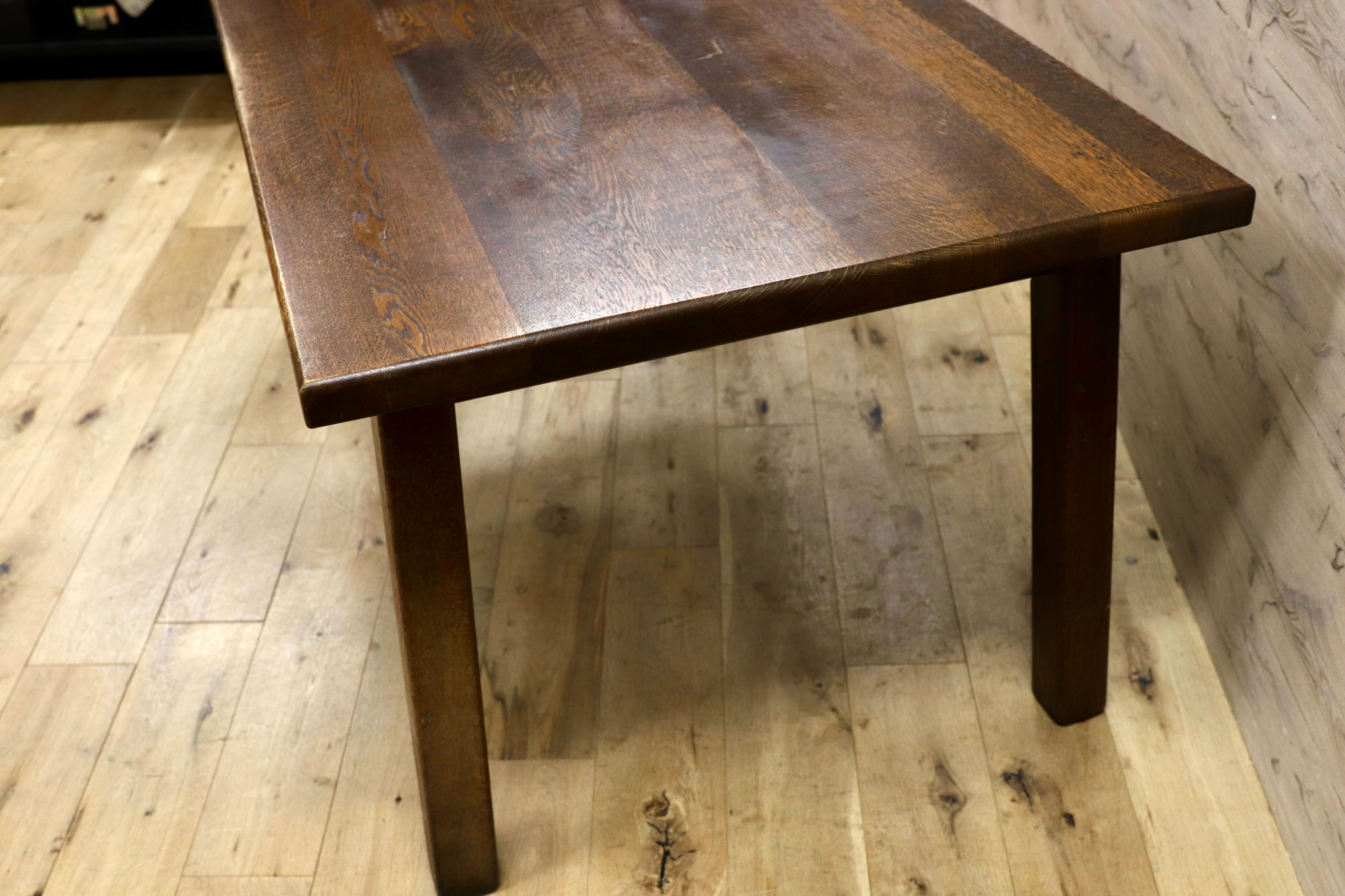 GMIK733○オランダ製 ダッチカントリースタイル ダイニングテーブル 食卓テーブル オーク無垢材 机 店舗什器 ヴィンテージ 作業台