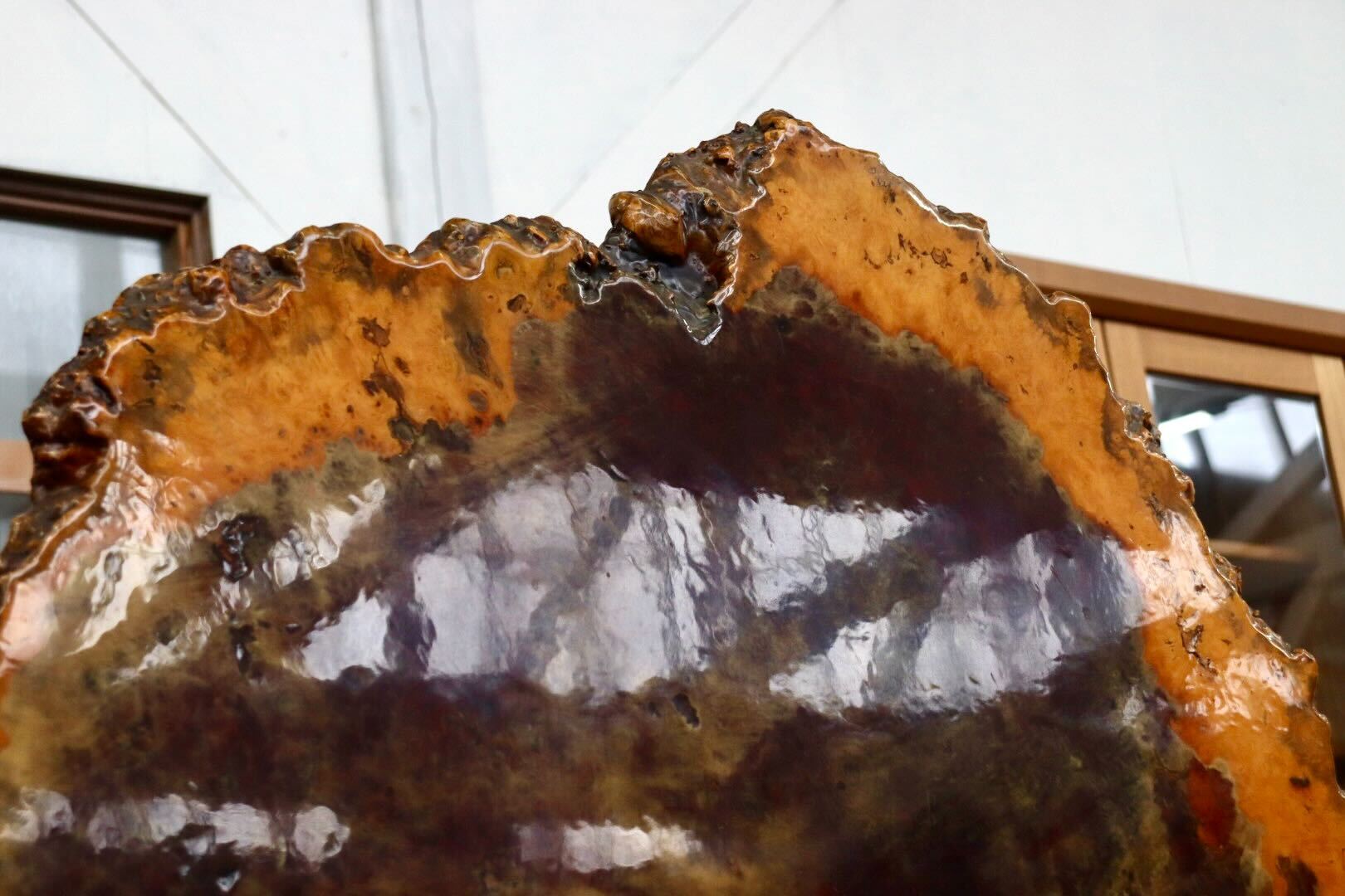 GMIS498○最高級 花梨材 一枚板 衝立 パーテーション 間仕切り 置物 玉杢 葡萄杢 オブジェ インテリア 和家具 和モダン 古民家 天然木