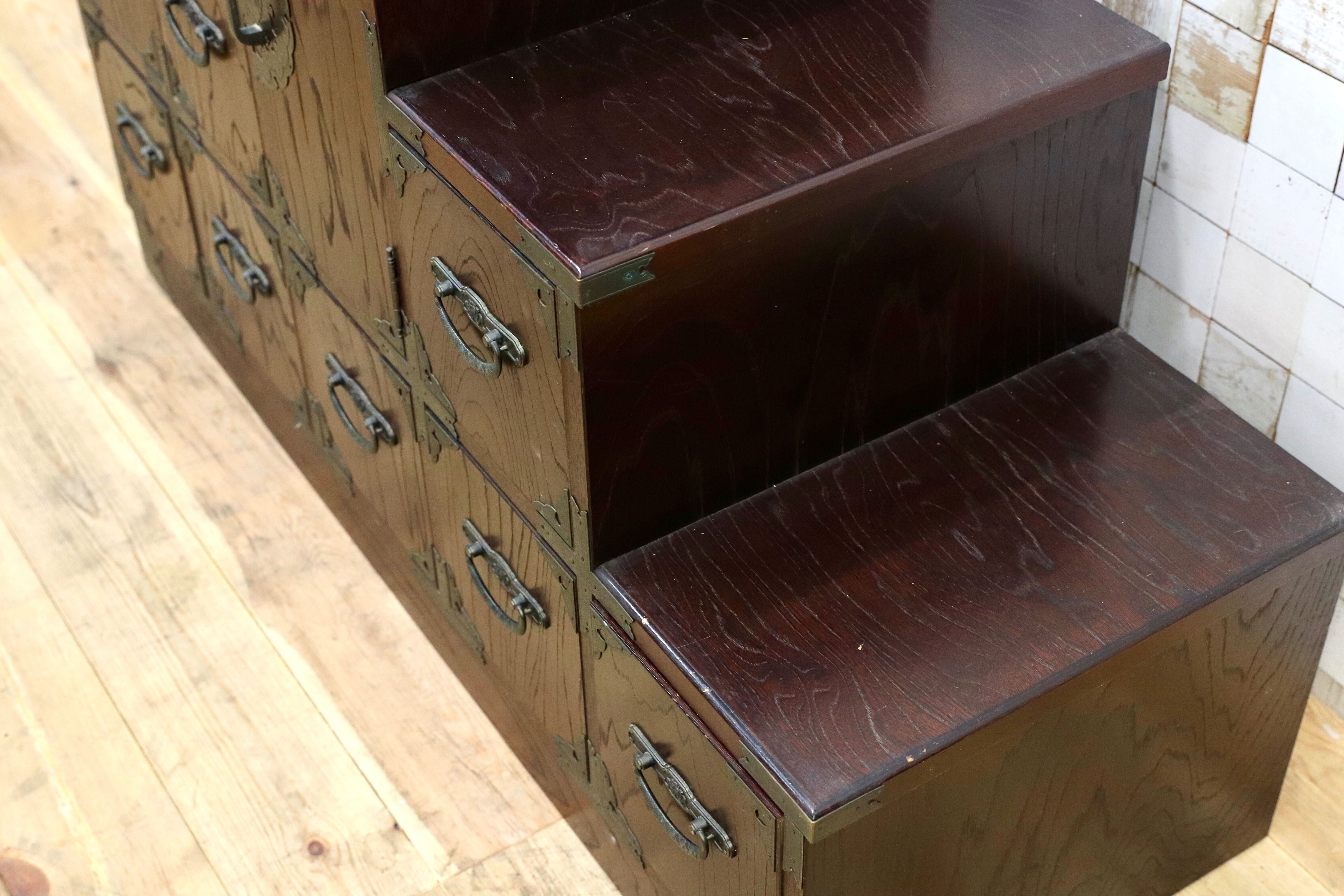 GMIS330○階段箪笥 和家具 レトロ アンティーク 時代箪笥 整理箪笥 民芸家具 タンス