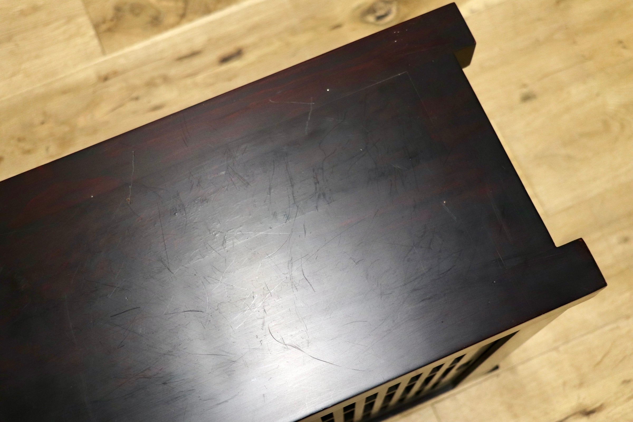 GMJO72J○卓上茶箪笥 格子戸棚 小水屋 卓上引き戸棚 キャビネット 飾り棚 収納家具 和家具 和室 古民家 和モダン レトロ アンティーク