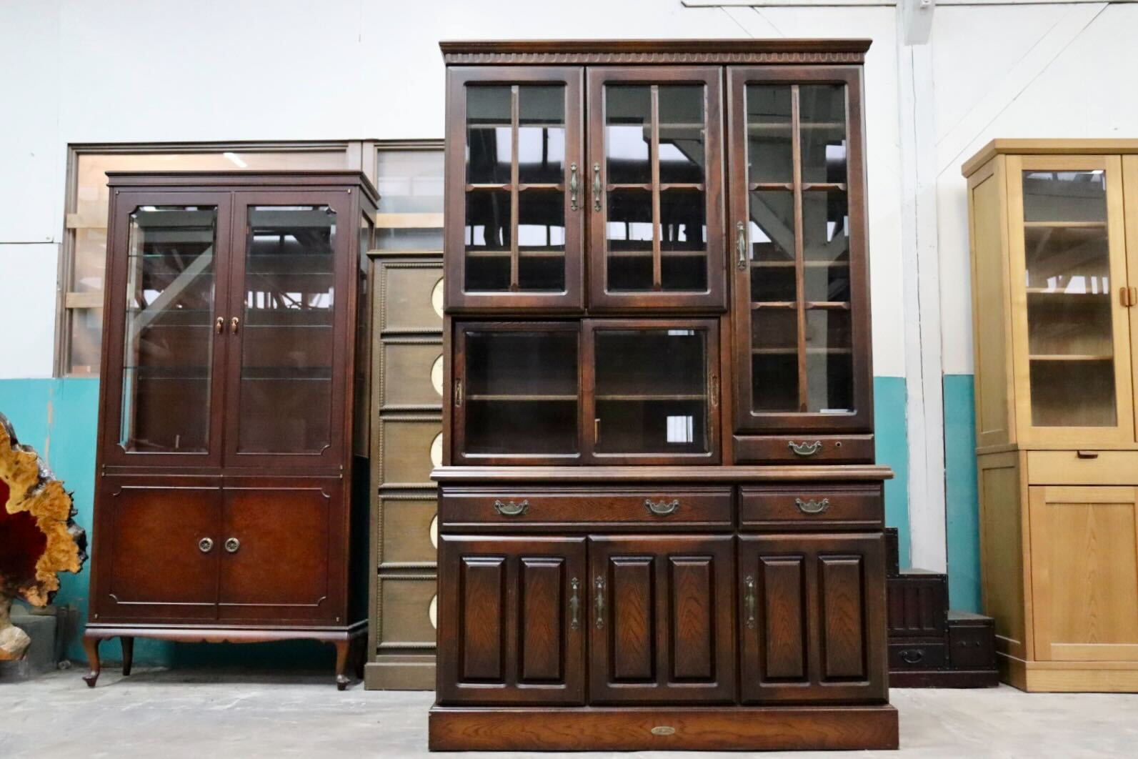 GMHS422A○ATLANTA / アトランタ 食器棚 カップボード 飾り棚 キャビネット IDF太田長 楢材 栗材 カントリー ヴィンテージ