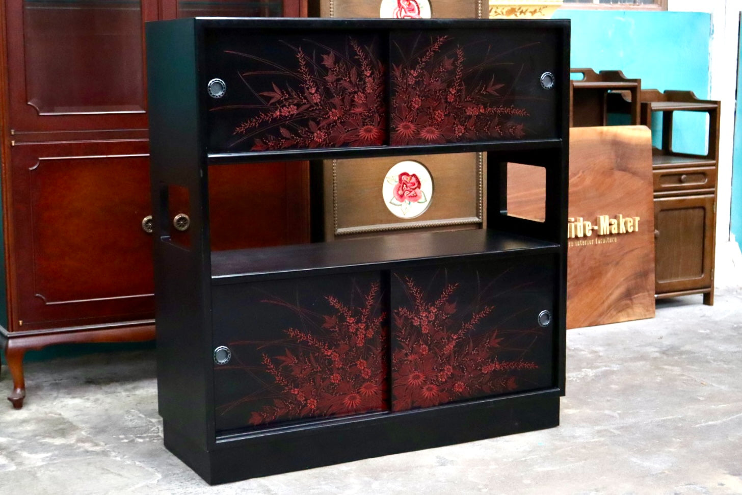 GMJK56A○漆塗り 飾り棚 チェスト 茶棚 伝統工芸 和家具 和モダン 応接 和室 古民家 検)モリシゲ