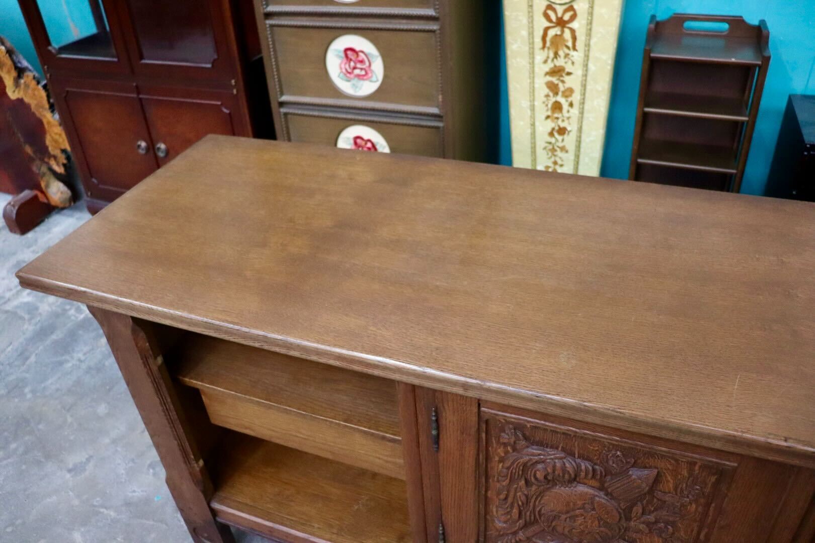 GMIH323○Sprij Meubelen / スプライ ムーベレン オランダ製 サイドボード リビングボード 彫刻 飾り棚 インテリア ヴィンテージ 希少