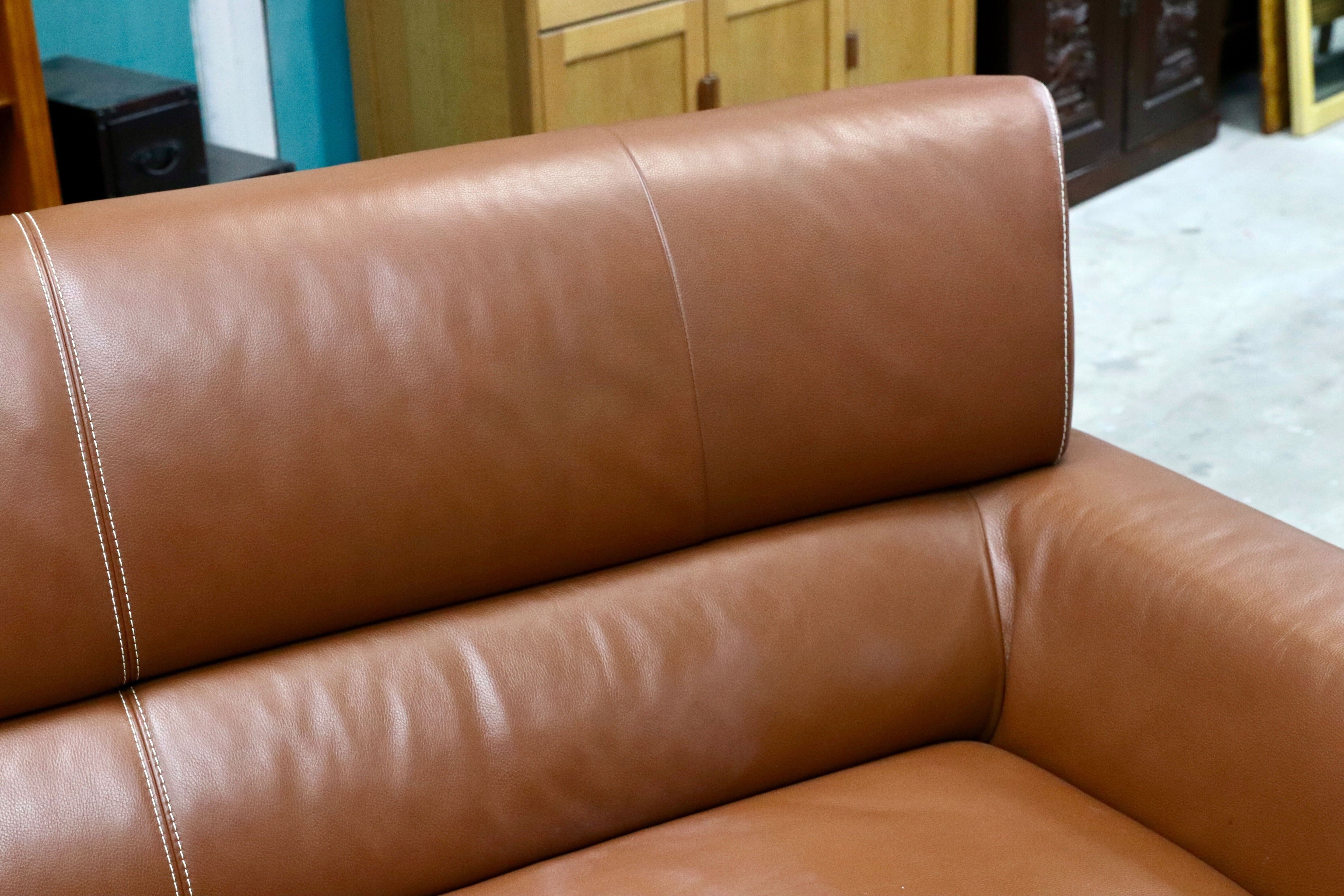 GMIS365○Gallery-M / ギャラリーエム 3人掛けソファ トリプルソファ ドイツ 本革 ACTUS アクタス 高級 モダン ブラウン 約35万