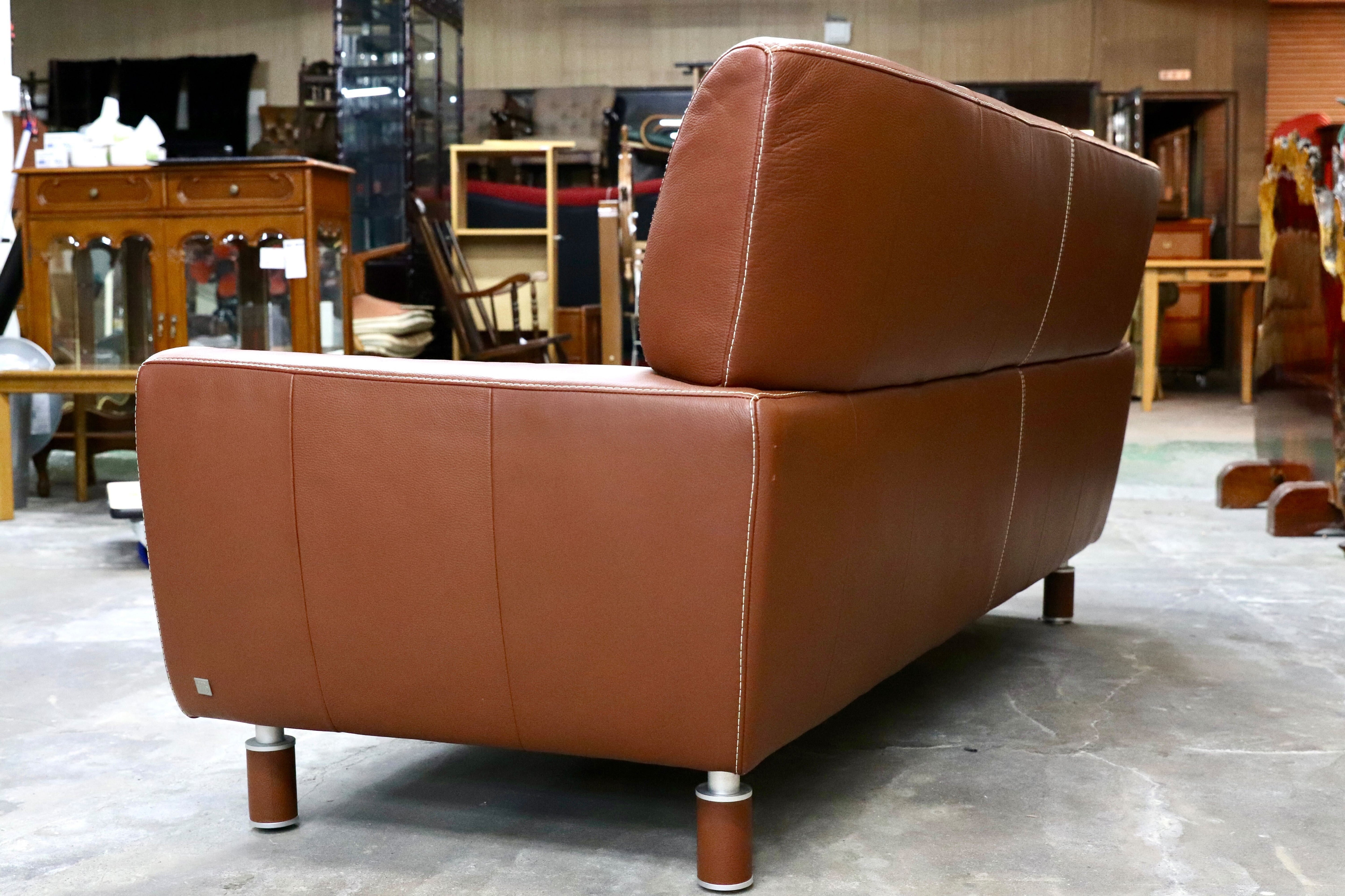 GMIS365○Gallery-M / ギャラリーエム 3人掛けソファ トリプルソファ ドイツ 本革 ACTUS アクタス 高級 モダン ブラウン 約35万