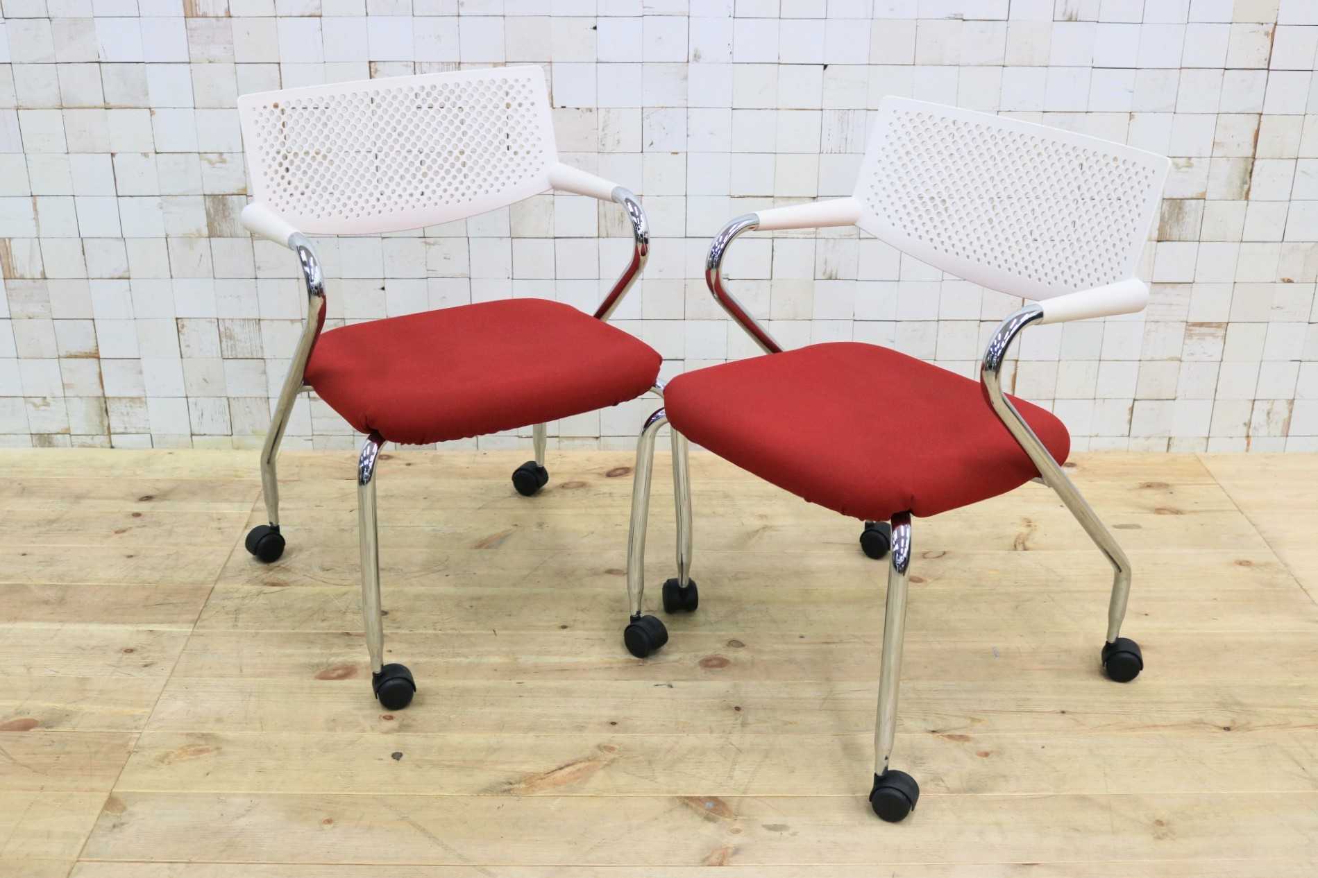 GMFK21A○Vitra / ヴィトラ ビザロール2 スタッキングチェア 椅子 2脚セット 北欧 スイス オフィス 事務所 ミーティングチェア レッド