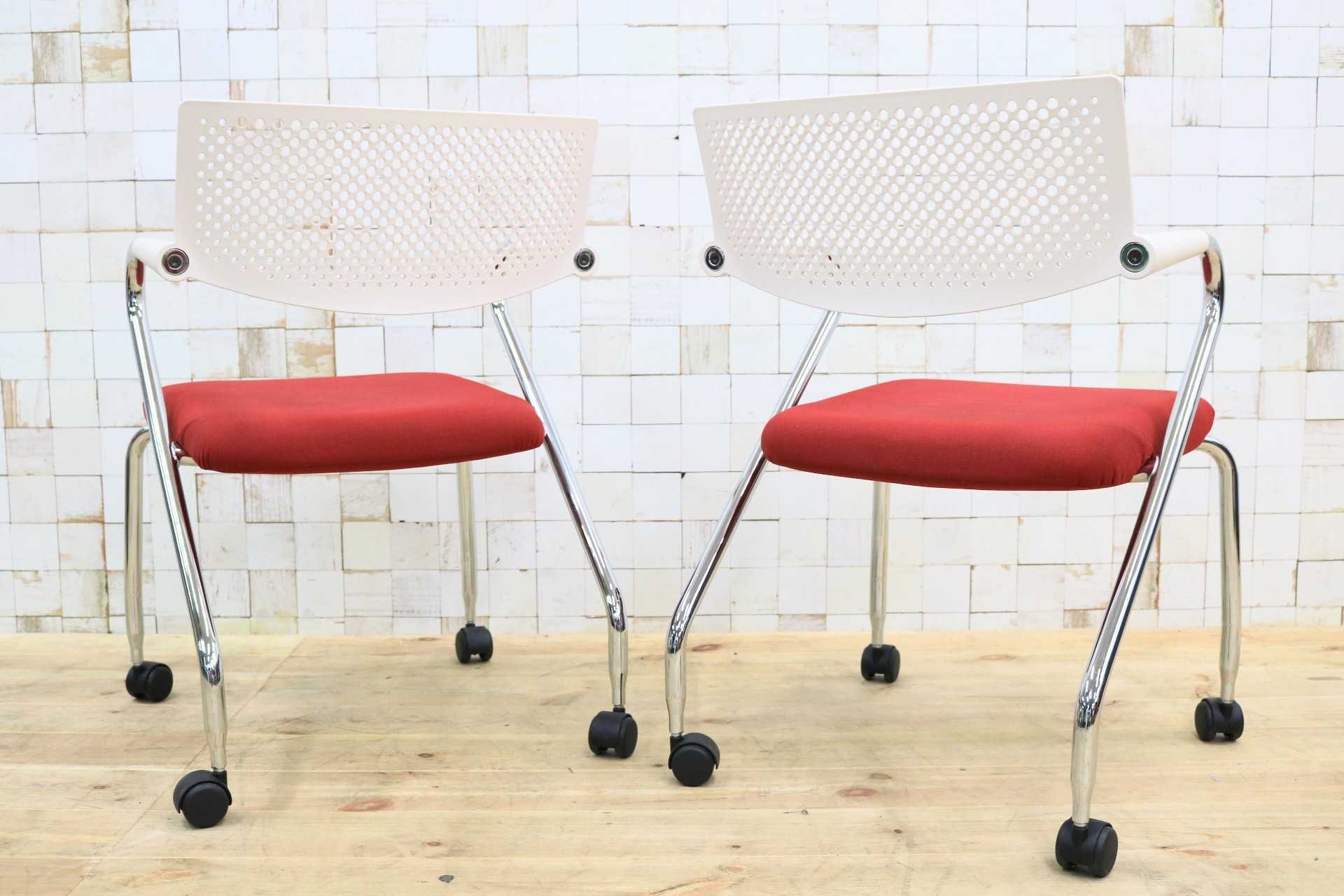 GMFK21A○Vitra / ヴィトラ ビザロール2 スタッキングチェア 椅子 2脚セット 北欧 スイス オフィス 事務所 ミーティングチェア レッド