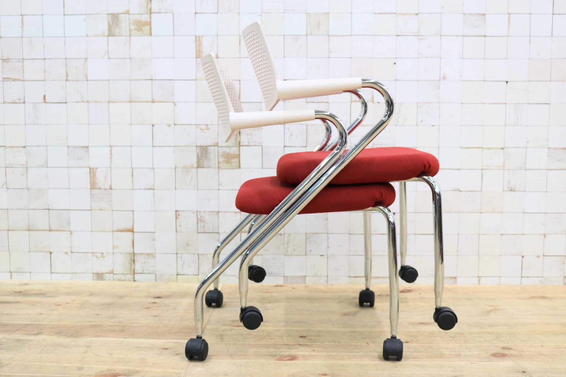 GMFK21A○Vitra / ヴィトラ ビザロール2 スタッキングチェア 椅子 2脚セット 北欧 スイス オフィス 事務所 ミーティングチェア レッド