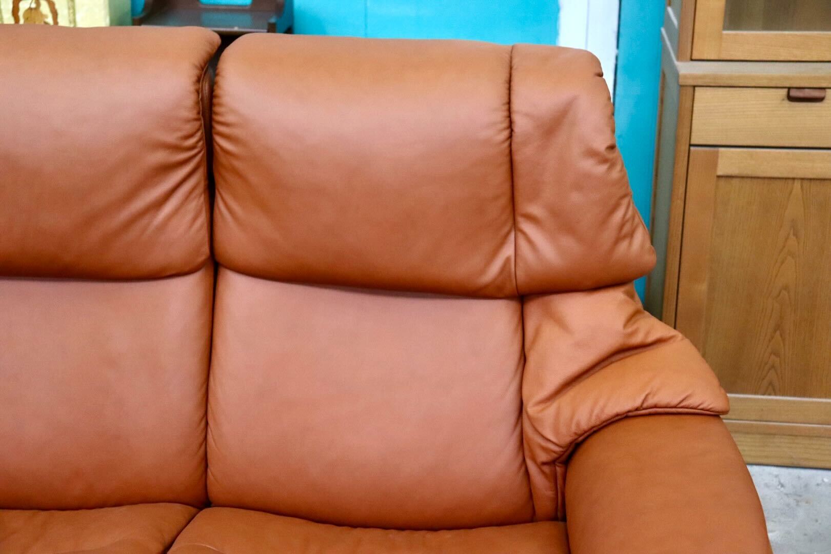 GMIS514○EKORNES / エコーネス エルドラド 2人掛けソファ ラブソファ 北欧 ノルウェー 最高級 本革 定価約62万 美品
