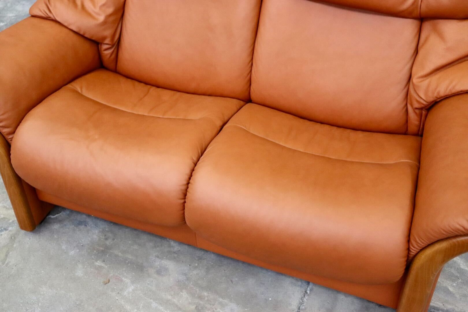 GMIS514○EKORNES / エコーネス エルドラド 2人掛けソファ ラブソファ 北欧 ノルウェー 最高級 本革 定価約62万 美品