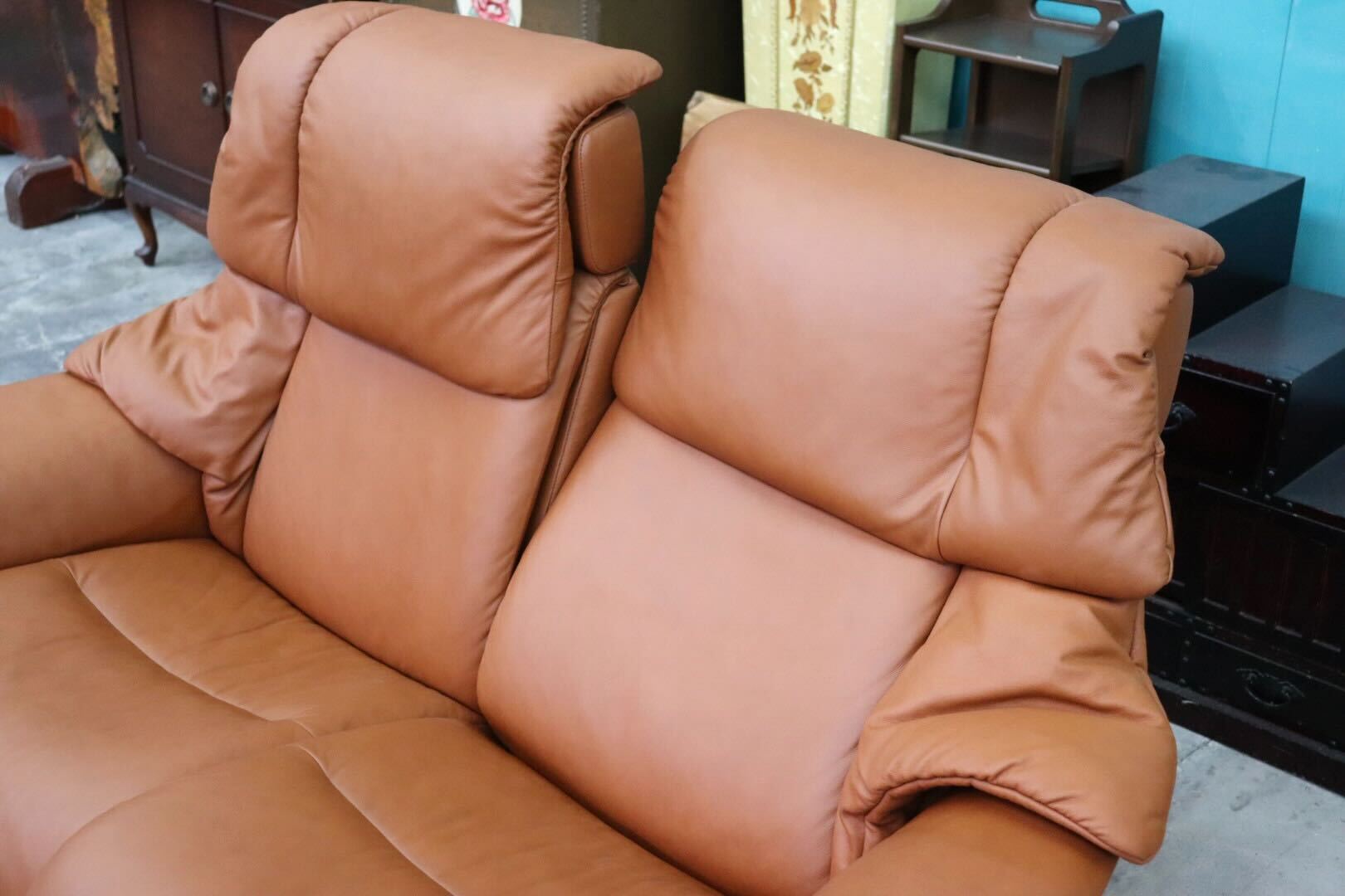 GMIS514○EKORNES / エコーネス エルドラド 2人掛けソファ ラブソファ 北欧 ノルウェー 最高級 本革 定価約62万 美品