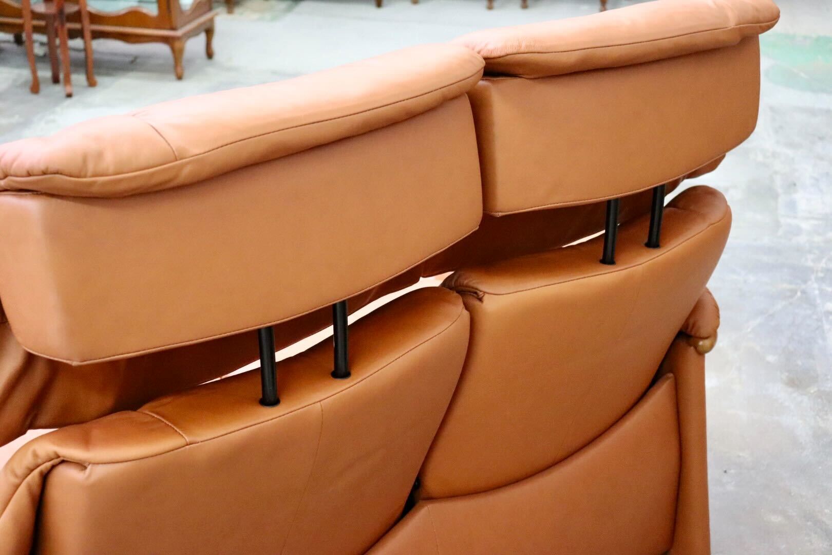GMIS514○EKORNES / エコーネス エルドラド 2人掛けソファ ラブソファ 北欧 ノルウェー 最高級 本革 定価約62万 美品
