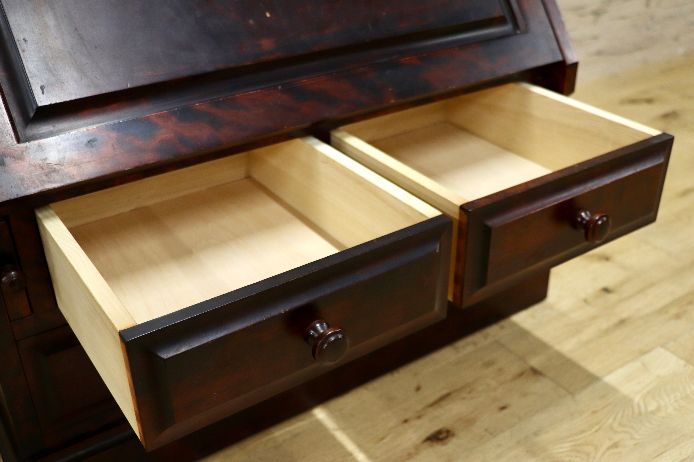 GMJS187A○神居民芸 ライティングビューロー 書斎机 樺材 民芸家具 和家具 和室 古民家 和モダン トレロ アンティーク