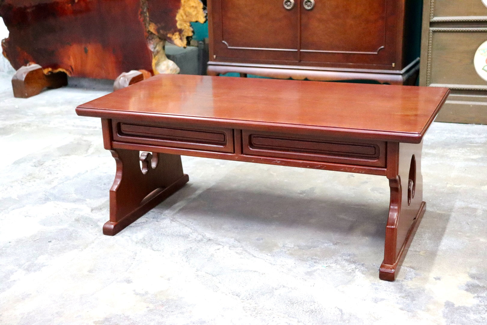 GMJK61A○karimoku / カリモク ローテーブル 座卓 文机 木製 和家具 昭和レトロ 唐木 和モダン 古民家 座敷机 国産家具 パソコンデスク