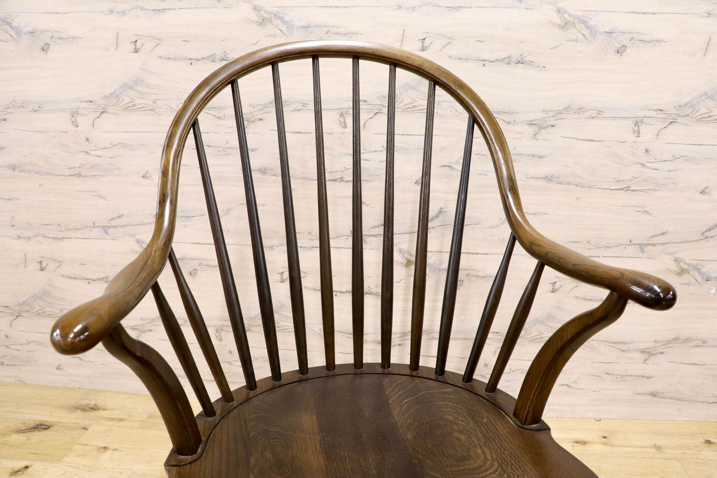 GMIS560B○柏木工 / KASHIWA ダイニングチェア 2脚セット ウィンザーチェア アームチェア カントリー アンティーク ヴィンテージ 国産家具