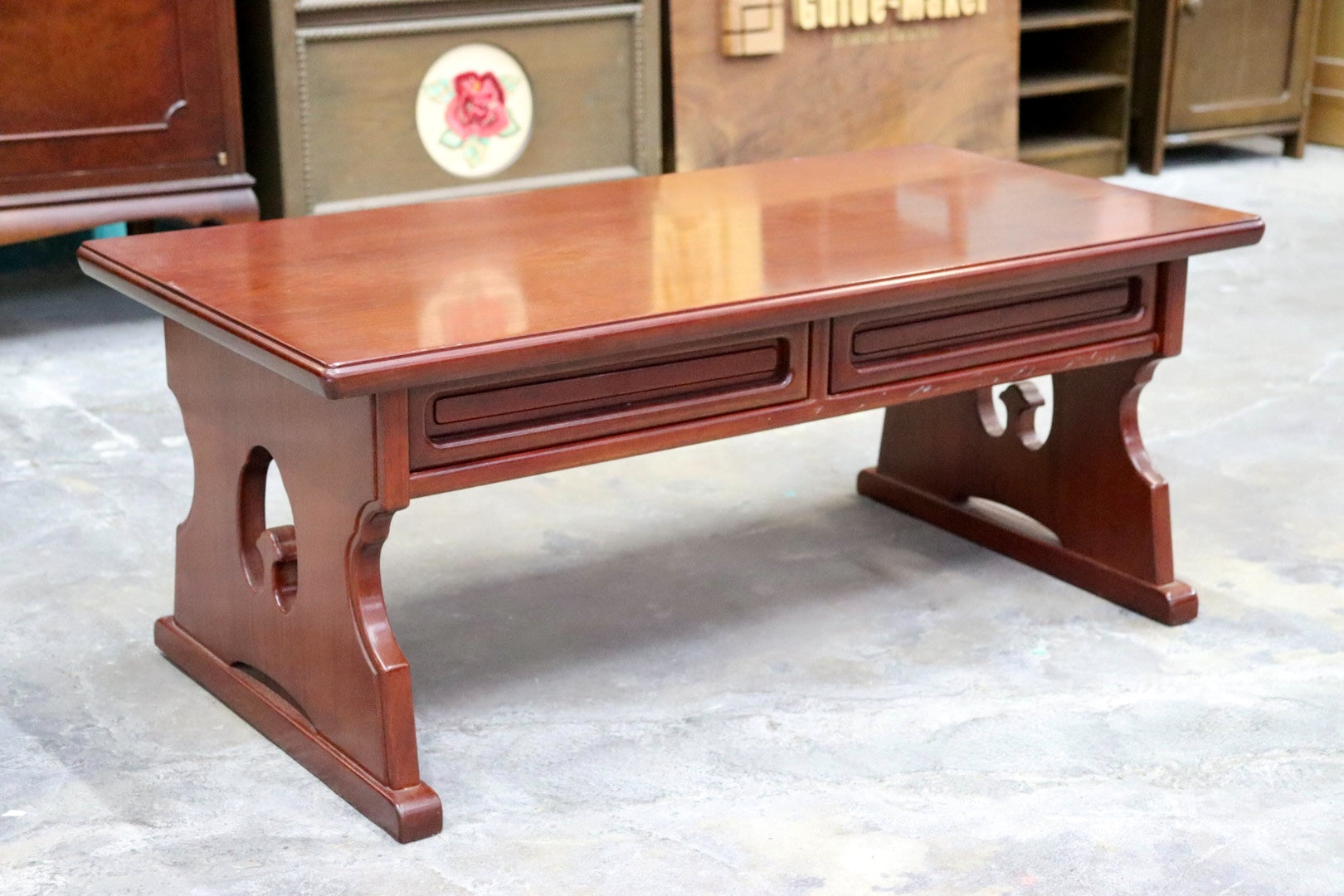 GMJK61A○karimoku / カリモク ローテーブル 座卓 文机 木製 和家具 昭和レトロ 唐木 和モダン 古民家 座敷机 国産家具 パソコンデスク