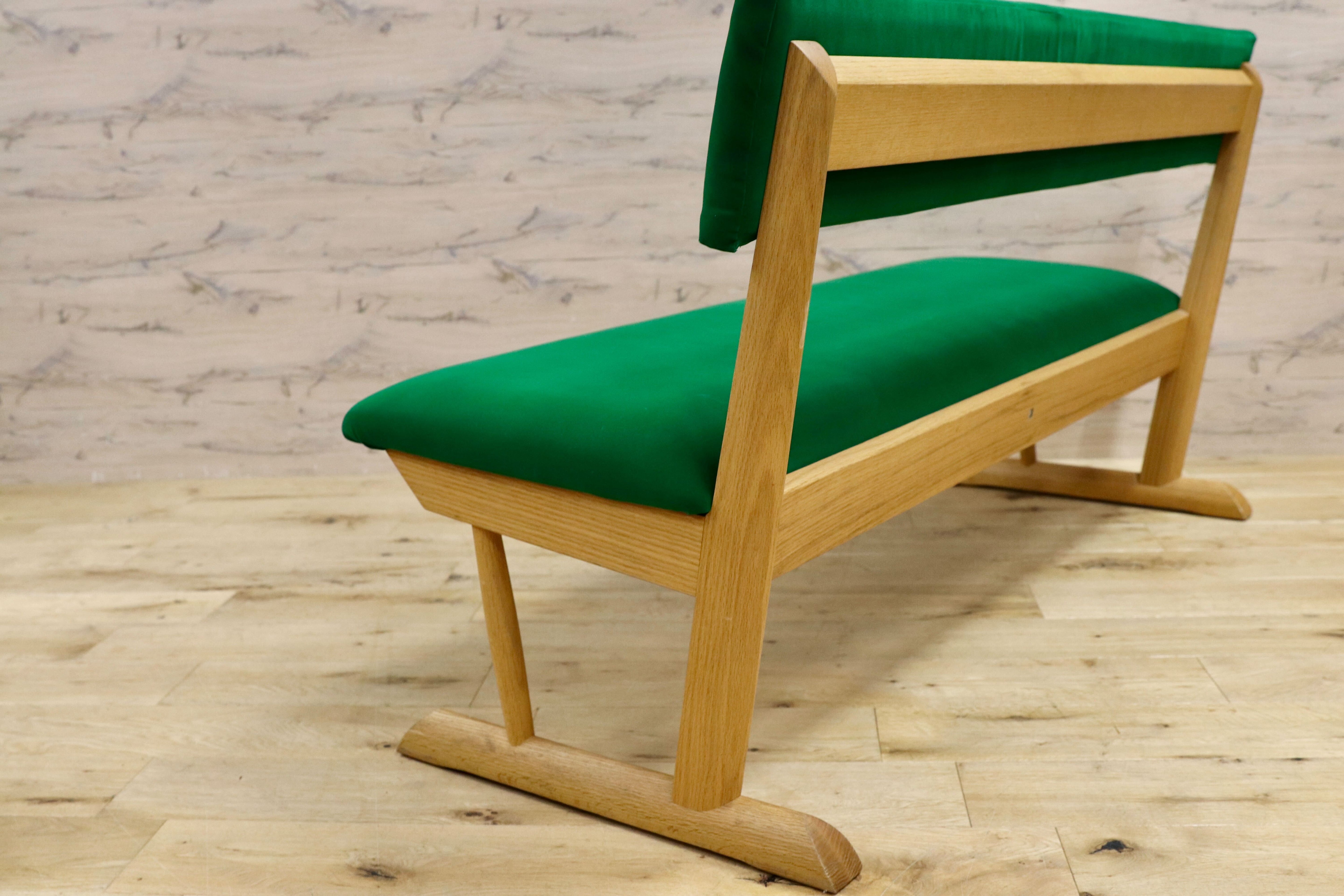 GMIK488○飛騨産業 / HIDA キツツキ KAYA カヤ ベンチ 長椅子 ダイニングチェア 椅子 オーク無垢材 飛騨家具 IDC大塚家具 緑 布張り