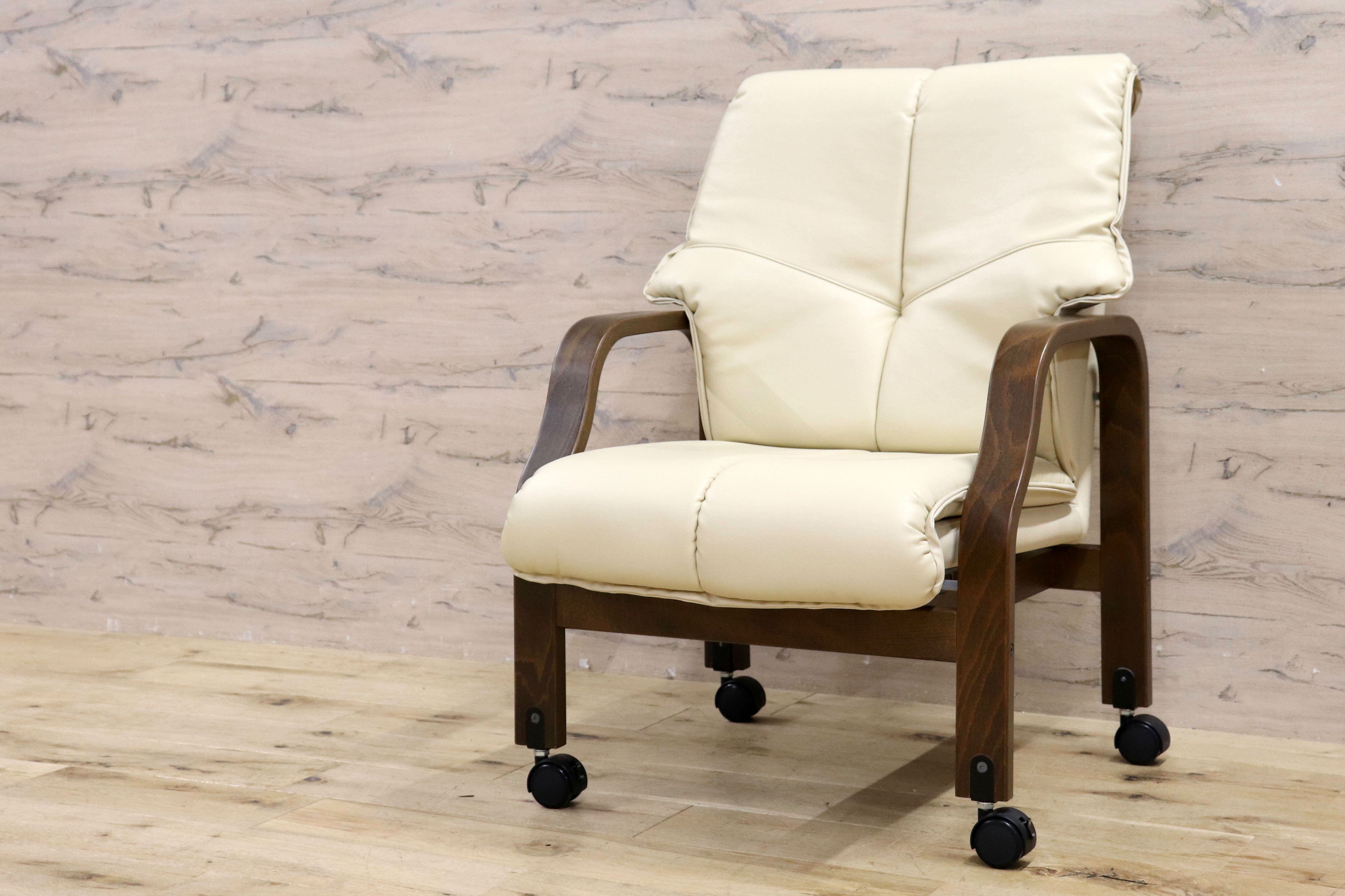 GMIS110B○冨士ファニチア / FUJI FURNITURE リクライニング アームチェア ダイニングチェア キャスターチェア 椅子 レザー