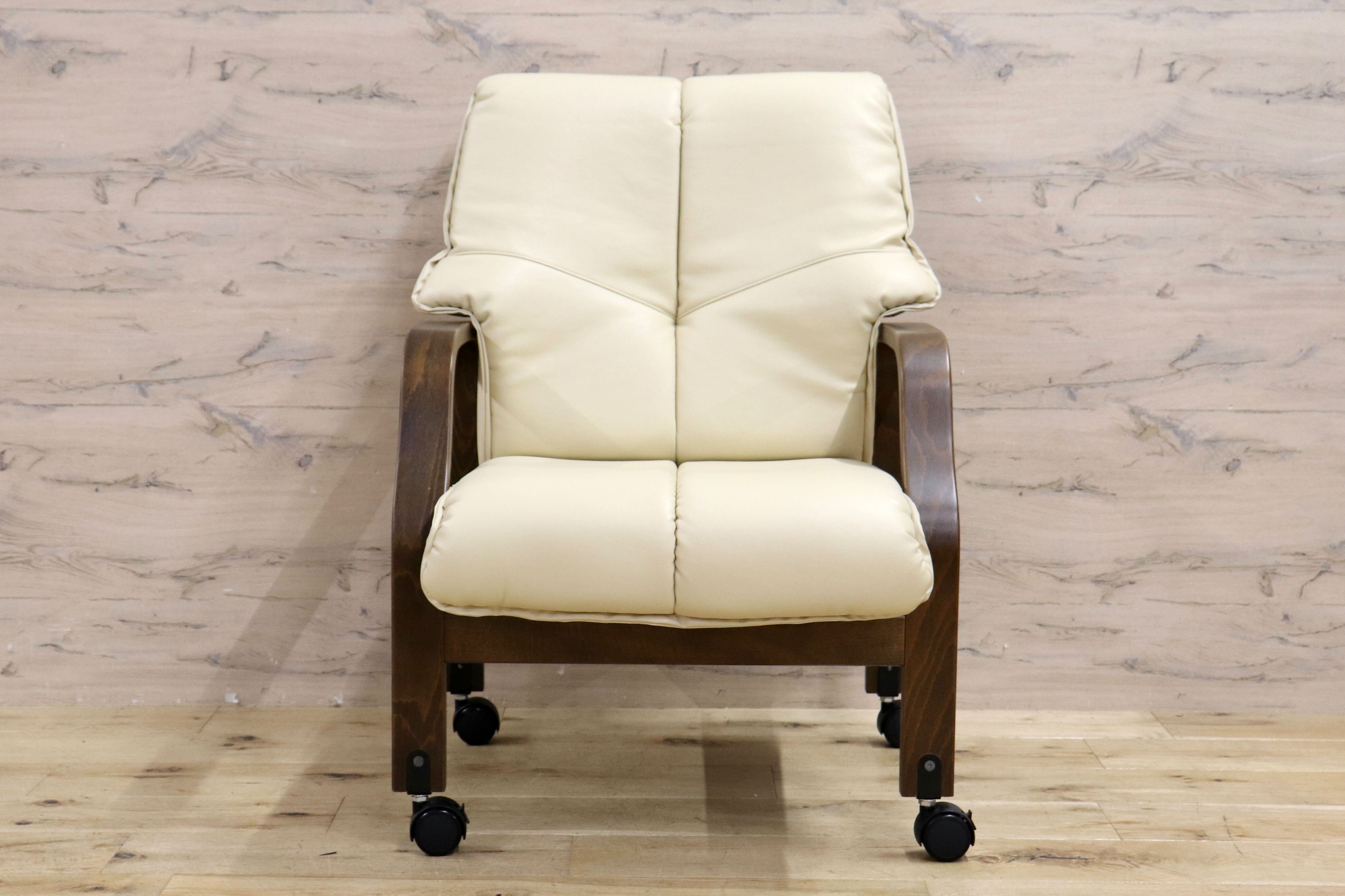 GMIS110B○冨士ファニチア / FUJI FURNITURE リクライニング アームチェア ダイニングチェア キャスターチェア 椅子 レザー