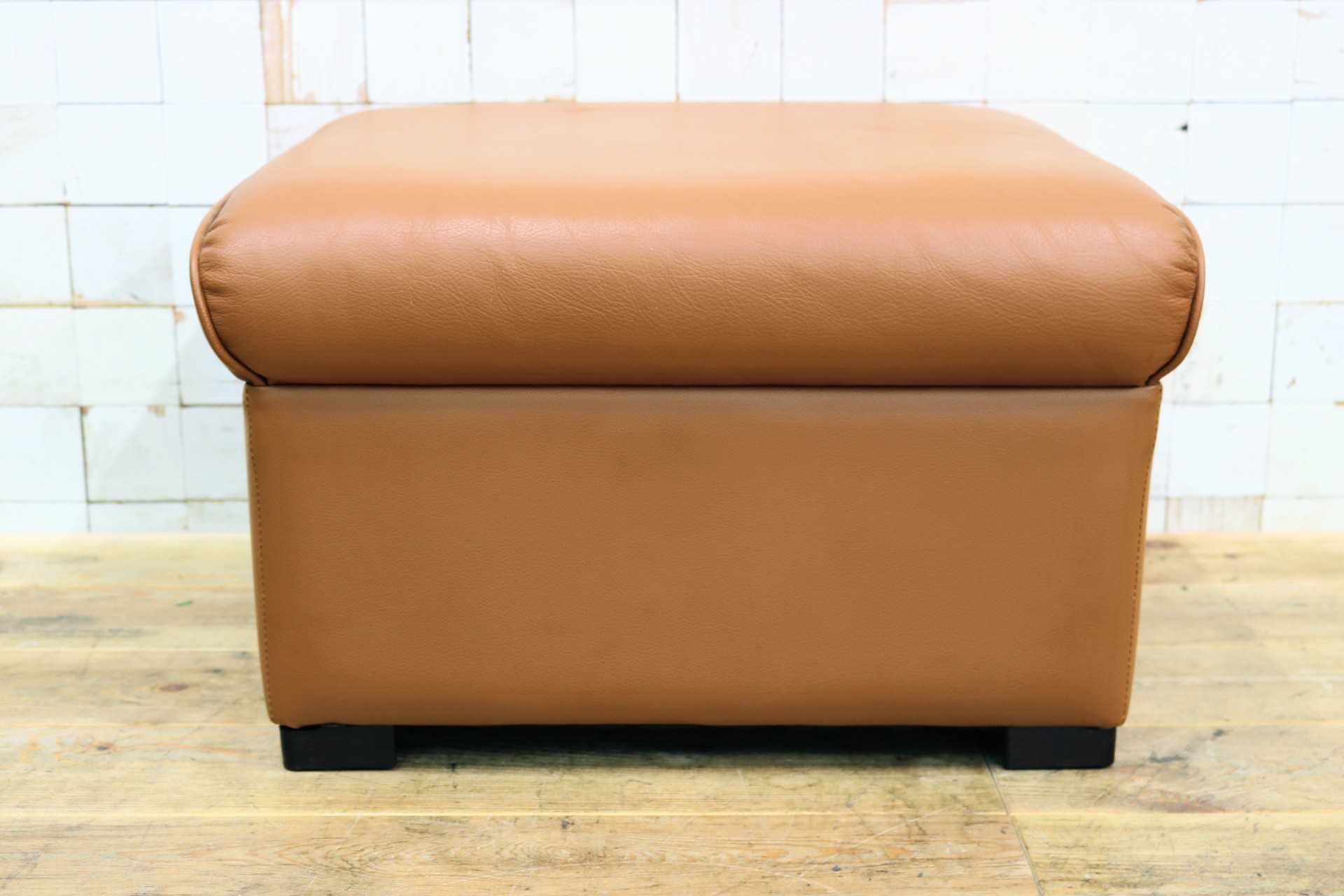 GMJK176C◯冨士ファニチア / FUJI FANITURE オットマン スツール フットスツール 腰掛け 足置き 本革 レザー モダン 北欧