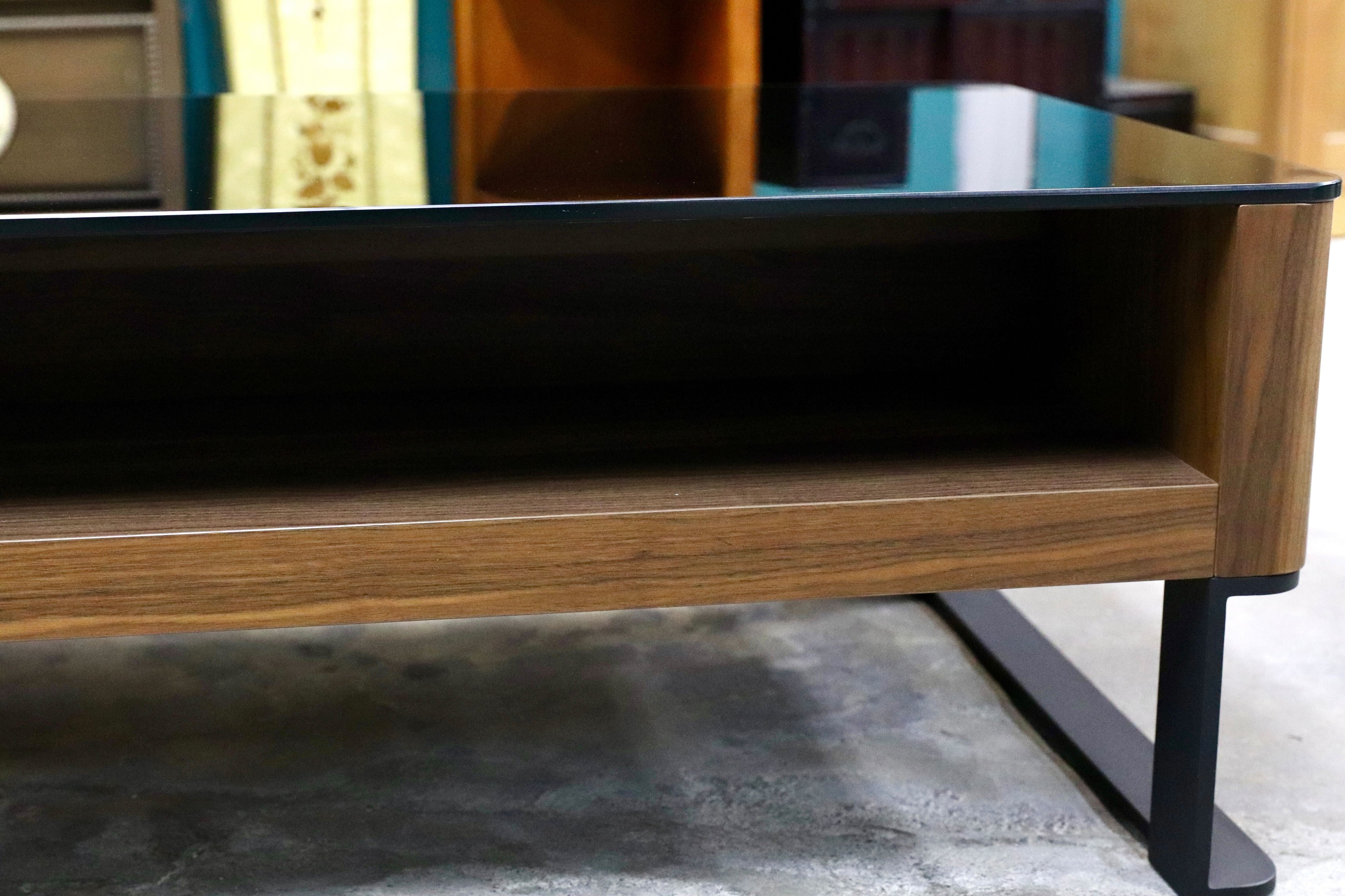 GMIK715○ニトリ / NITORI ガラステーブル センターテーブル リビングテーブル ウォールナット 展示品