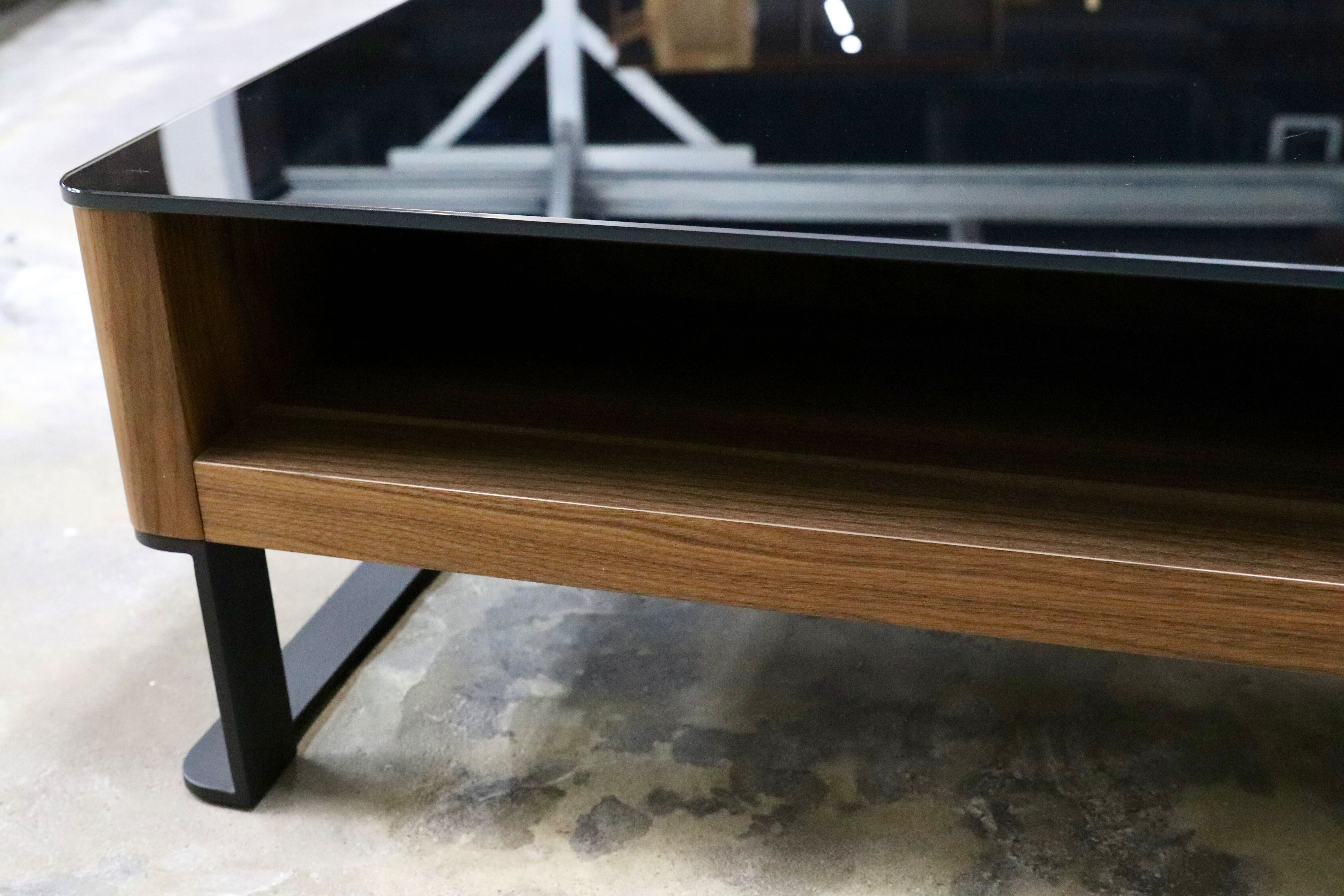 GMIK715○ニトリ / NITORI ガラステーブル センターテーブル リビングテーブル ウォールナット 展示品