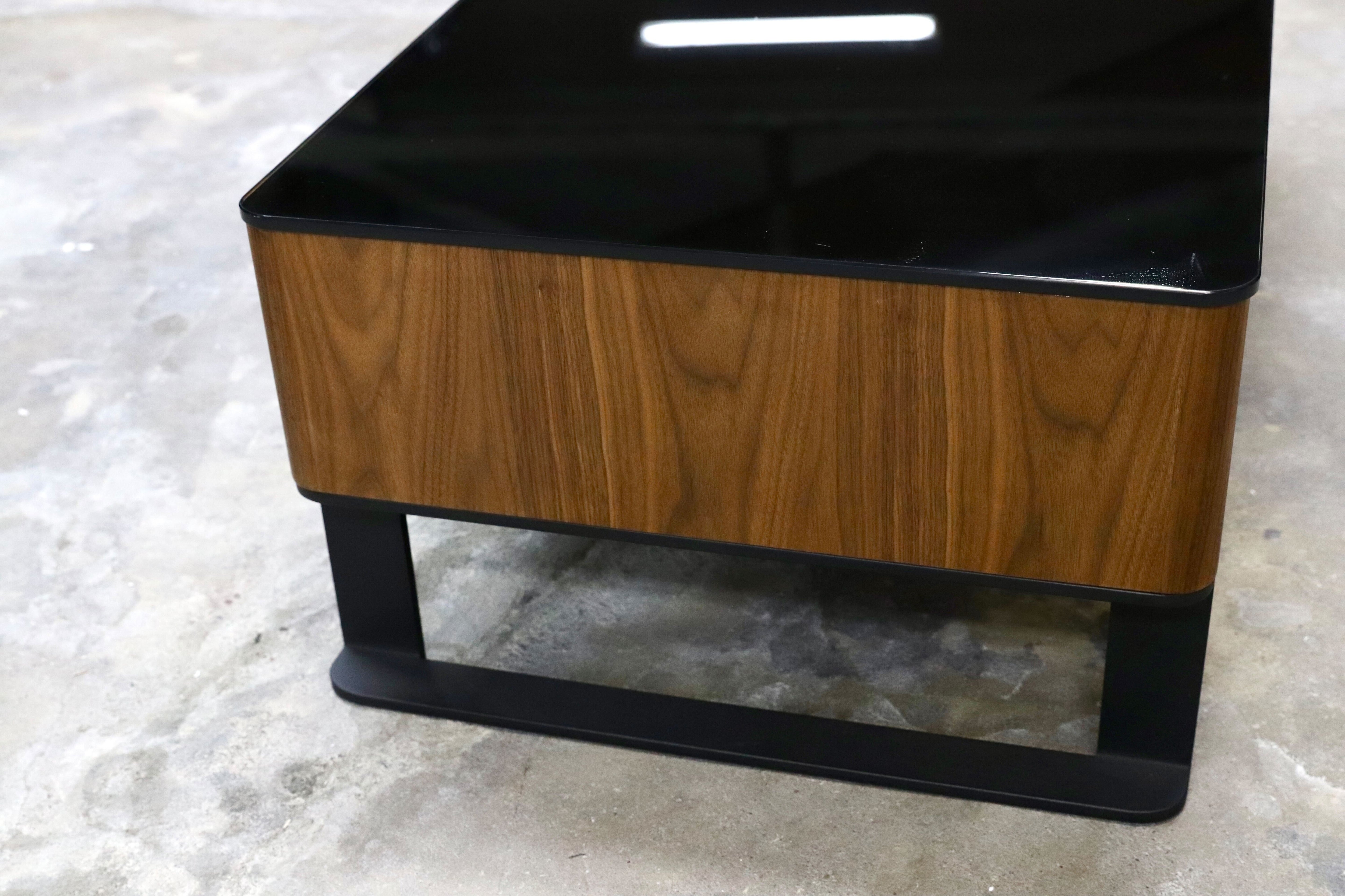 GMIK715○ニトリ / NITORI ガラステーブル センターテーブル リビングテーブル ウォールナット 展示品