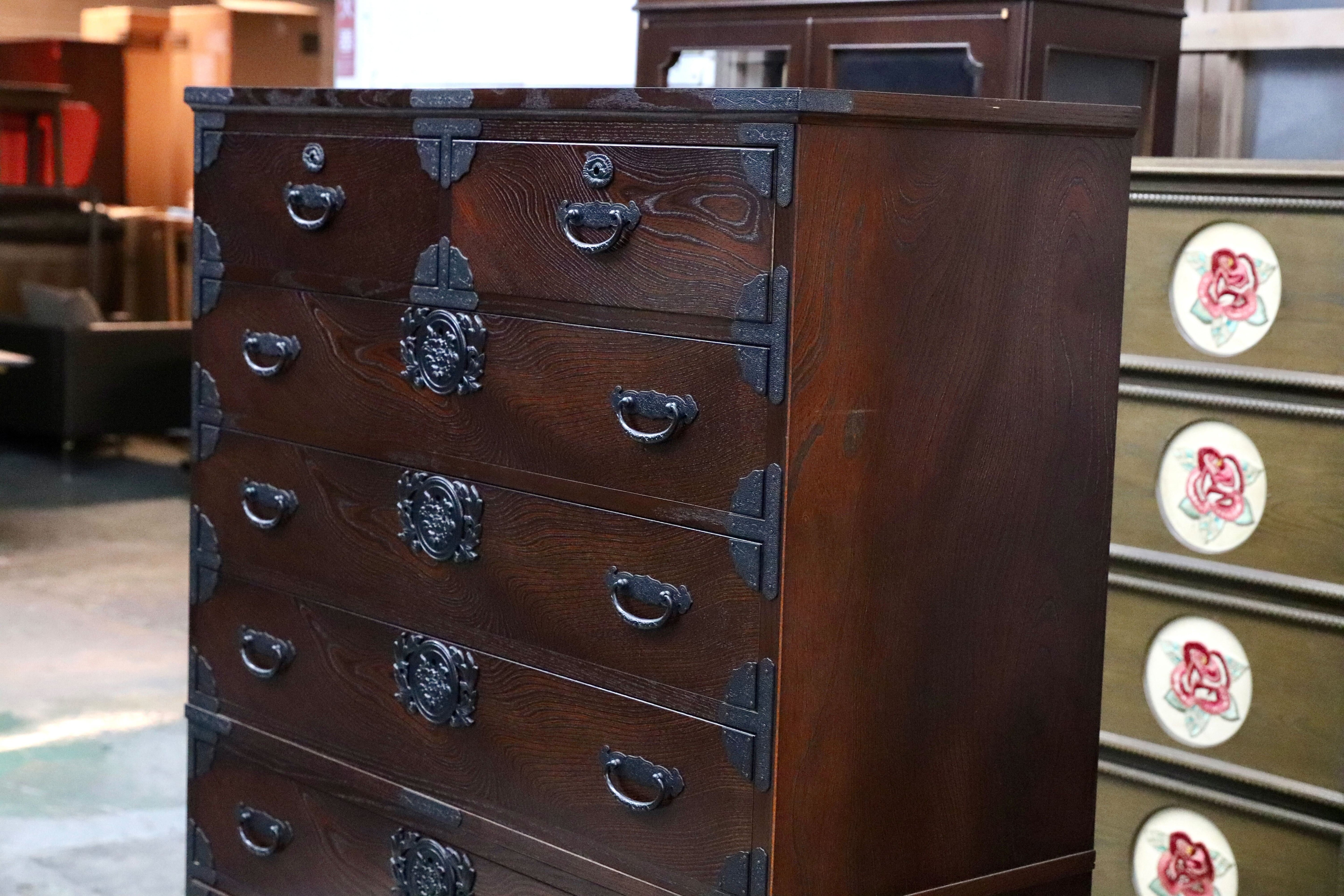 GMIH320○筑後民芸家具 チェスト 整理箪笥 箪笥 タンス 引出し収納 和家具 和モダン レトロ アンティーク調