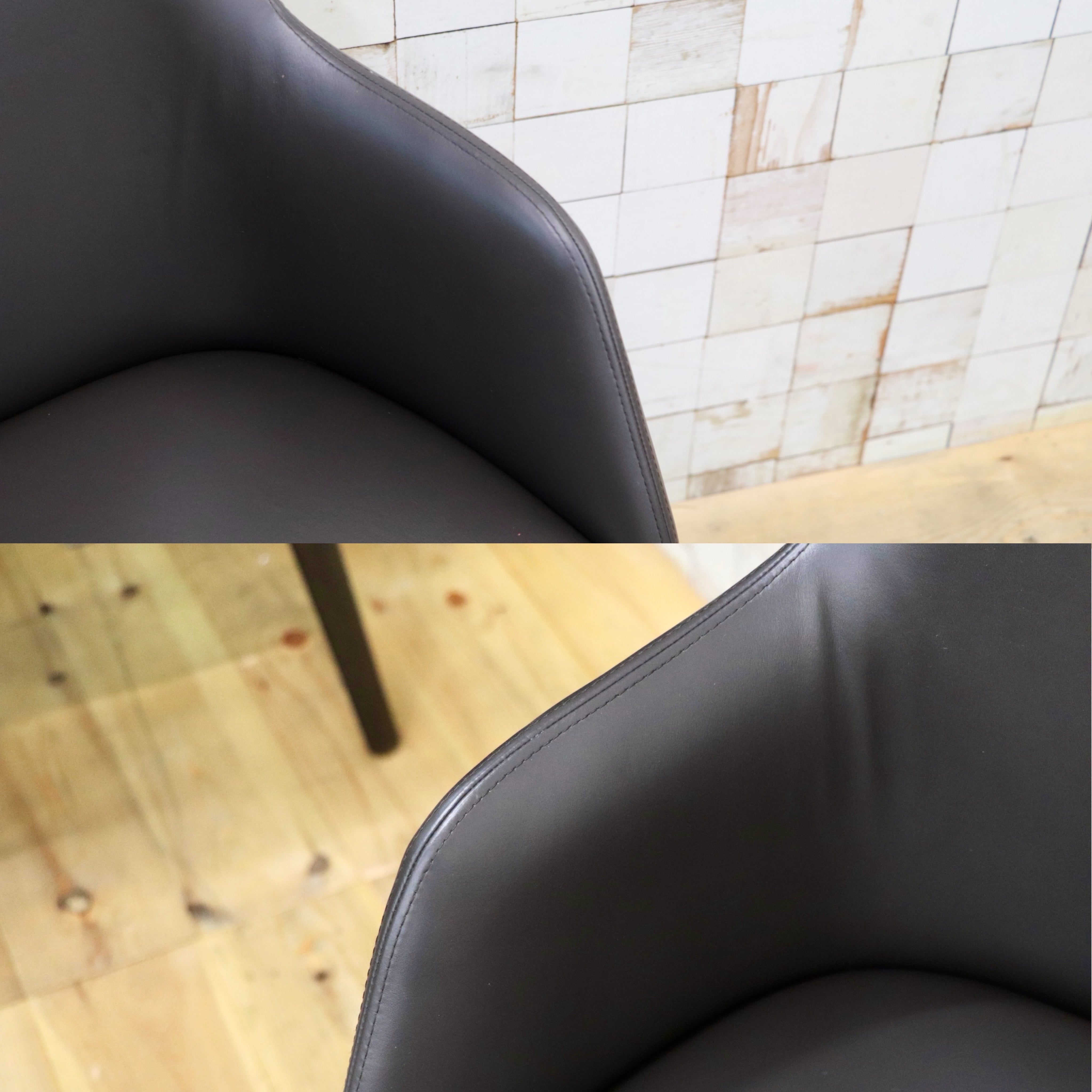 GMJK293B○Poliform / ポリフォーム ACTUS アクタス SOPHIE ソフィー アームチェア ダイニングチェア 椅子 本革 無垢材 イタリア 約35万円