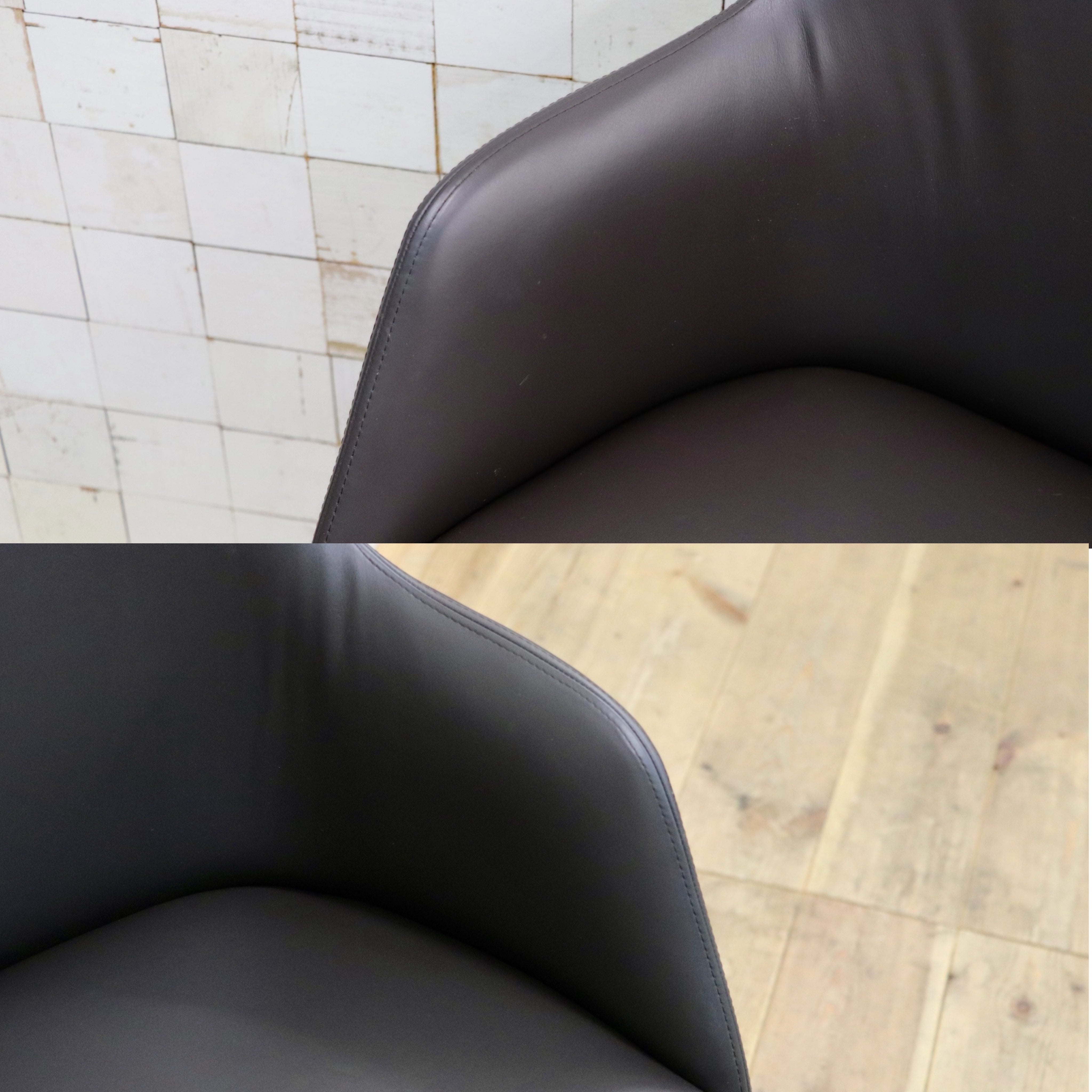 GMJK293C○Poliform / ポリフォーム ACTUS アクタス SOPHIE ソフィー アームチェア ダイニングチェア 椅子 本革 無垢材 イタリア 約35万円