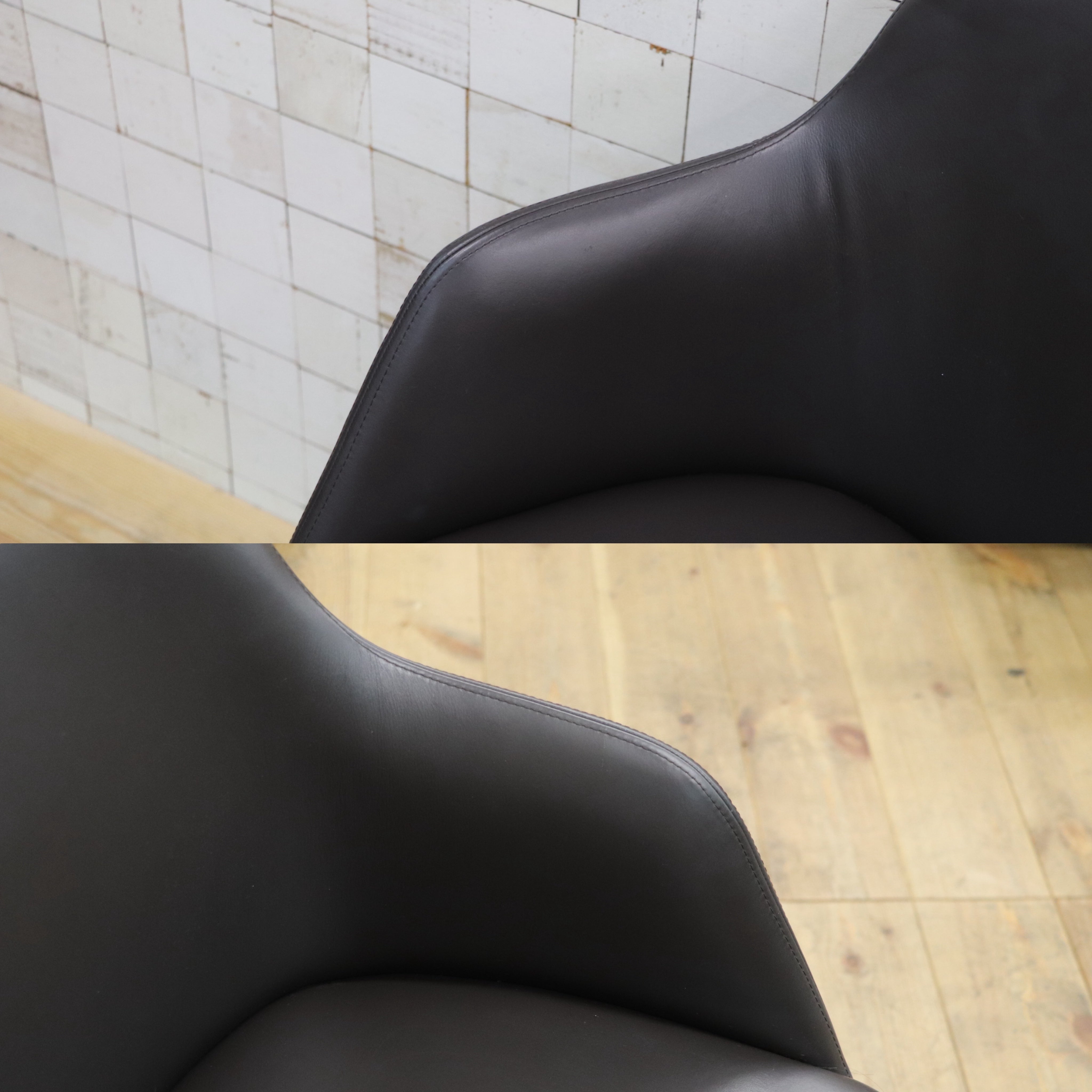 GMJK293F○Poliform / ポリフォーム ACTUS アクタス SOPHIE ソフィー アームチェア ダイニングチェア 椅子 本革 無垢材 イタリア 約35万円
