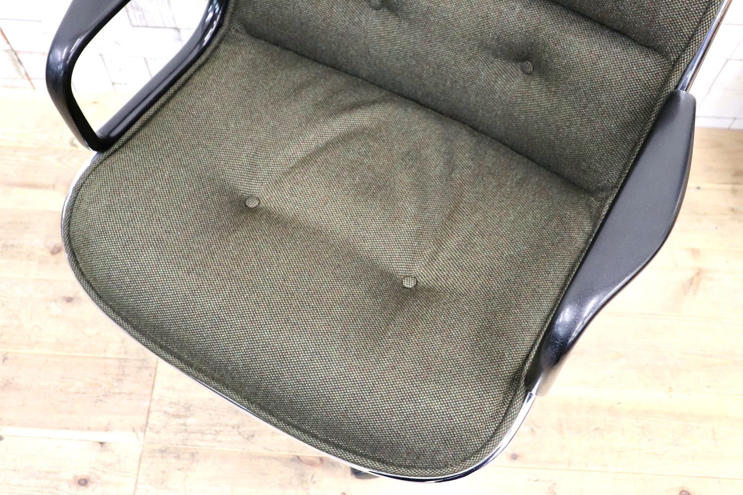 GMJK174H〇Pollock / ポロックチェア ヴィンテージ デスクチェア モスグリーン ミッドセンチュリー デザイナーズ KOKUYOリペア 名作椅子