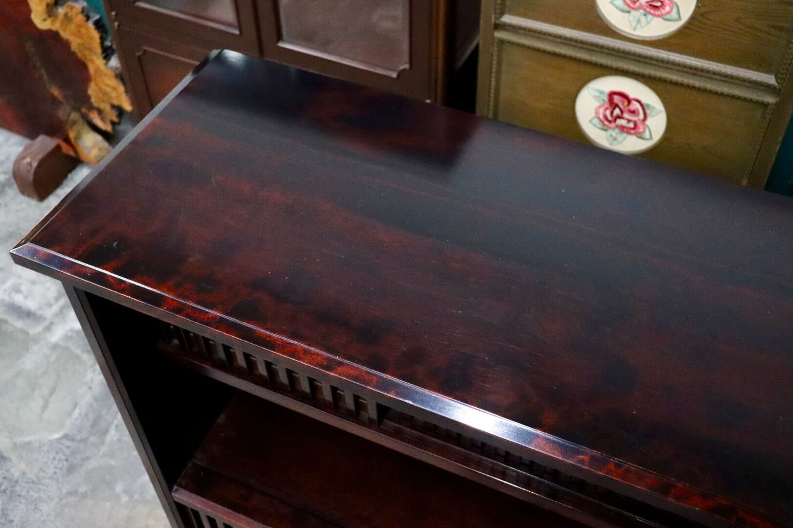 GMIS532○九州民芸家具 茶棚 飾り棚 サイドボード リビングボード キャビネット ミズメザクラ 和家具 和モダン 古民家 定価約45万