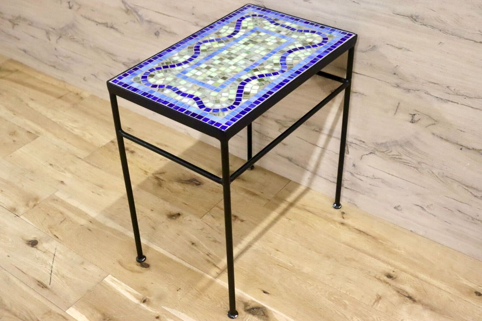 GMIH555○アイアン サイドテーブル モザイクタイル コンソールテーブル 花台 飾り棚 ガーデン 店舗什器 アンティーク クラシック レトロ