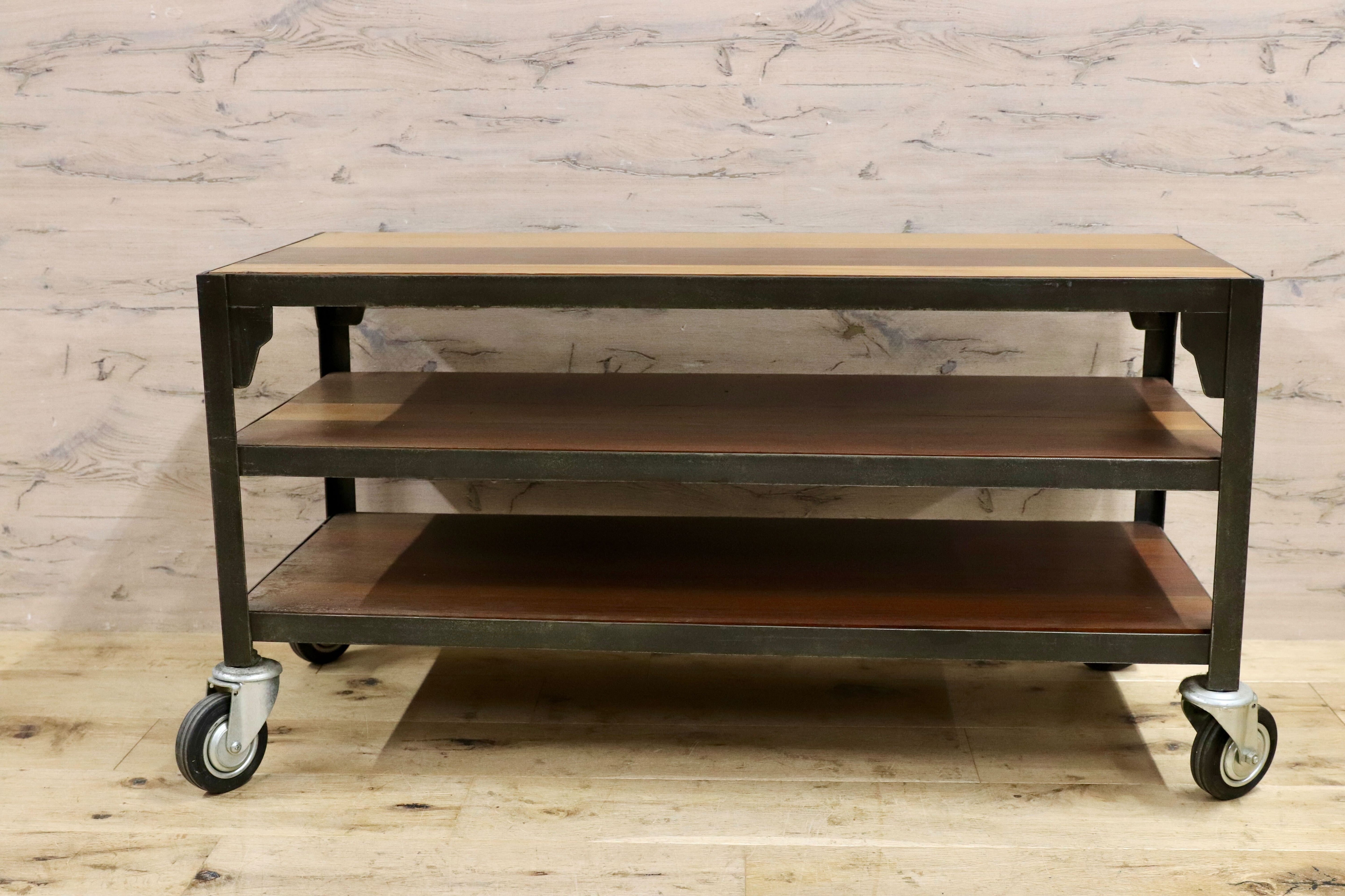 GMIK767A○unico / ウニコ LUMUER ランバー オープンシェルフ ラック キャスターラック テレビボード ローボード インダストリアル 廃番