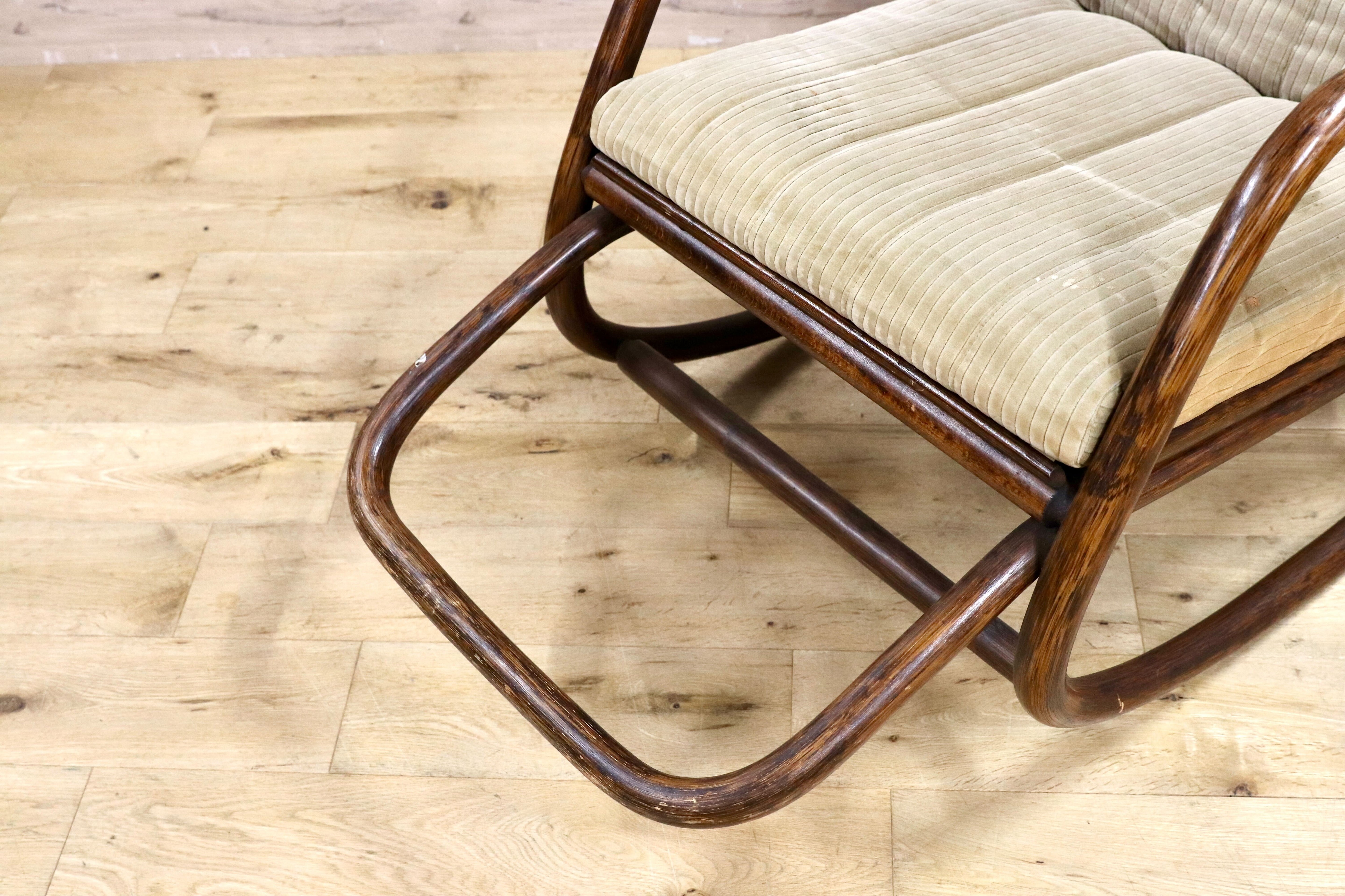 GMIK756○ヴィンテージ ロッキングチェア 揺り椅子 ラタン アジアン 和モダン レトロ アンティーク