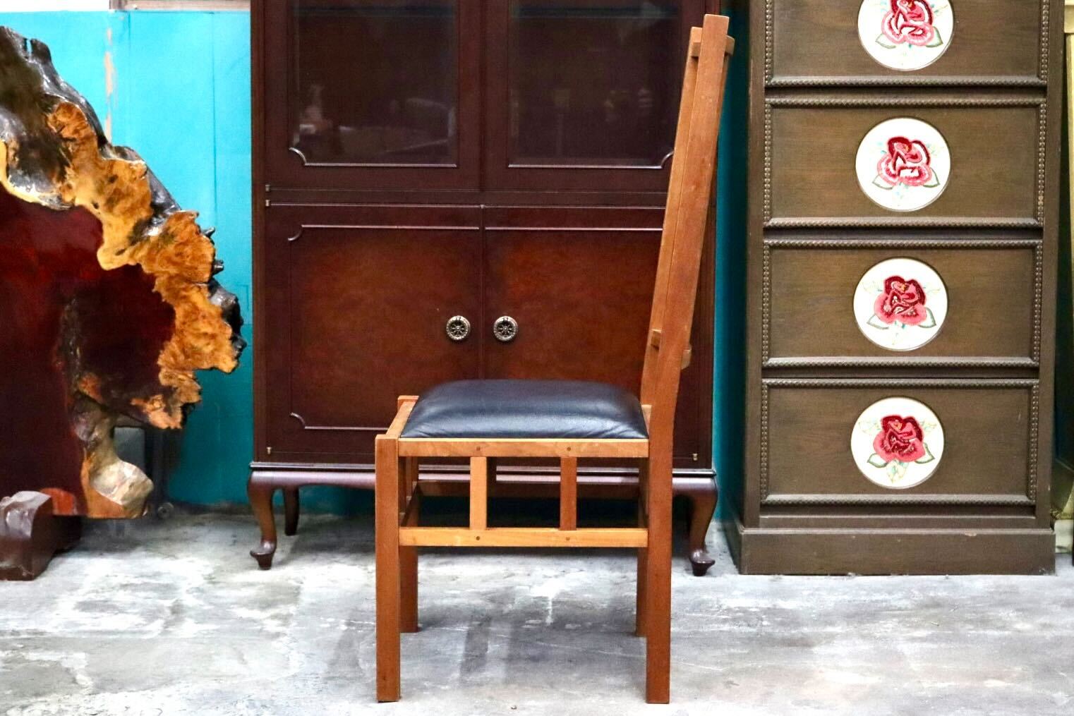 GMIK36I○JOHN KELLY / ジョン・ケリー J1スピンドルチェア ダイニングチェア 椅子 ブラックチェリー材 無垢材 本革 クラシック 定価8.47万