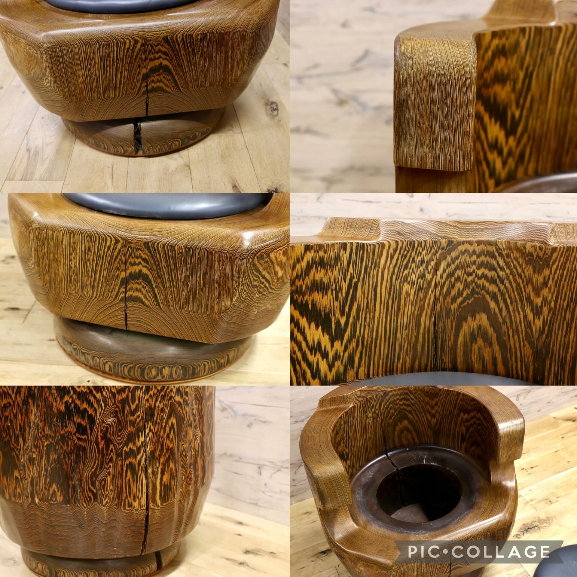 GMIH275A○鉄刀木 タガヤサン 大臣椅子 回転椅子 無垢材 応接 ラウンジ 和室 座敷 アンティーク