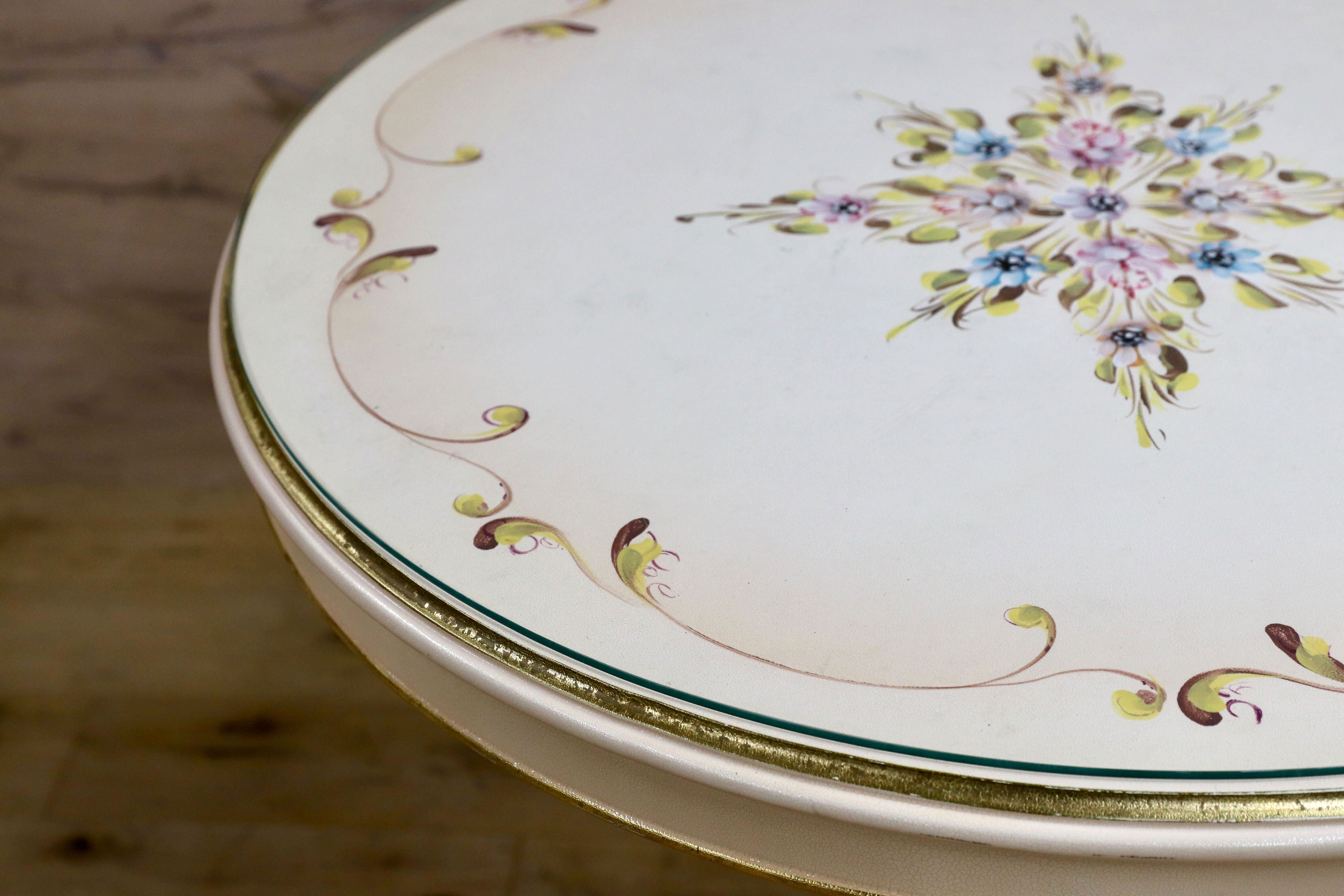 GMIS419○イタリア製 ロココ調 クラシック ダイニングテーブル 食卓テーブル 円卓 姫家具 エレガント アンティーク調 定価約35万