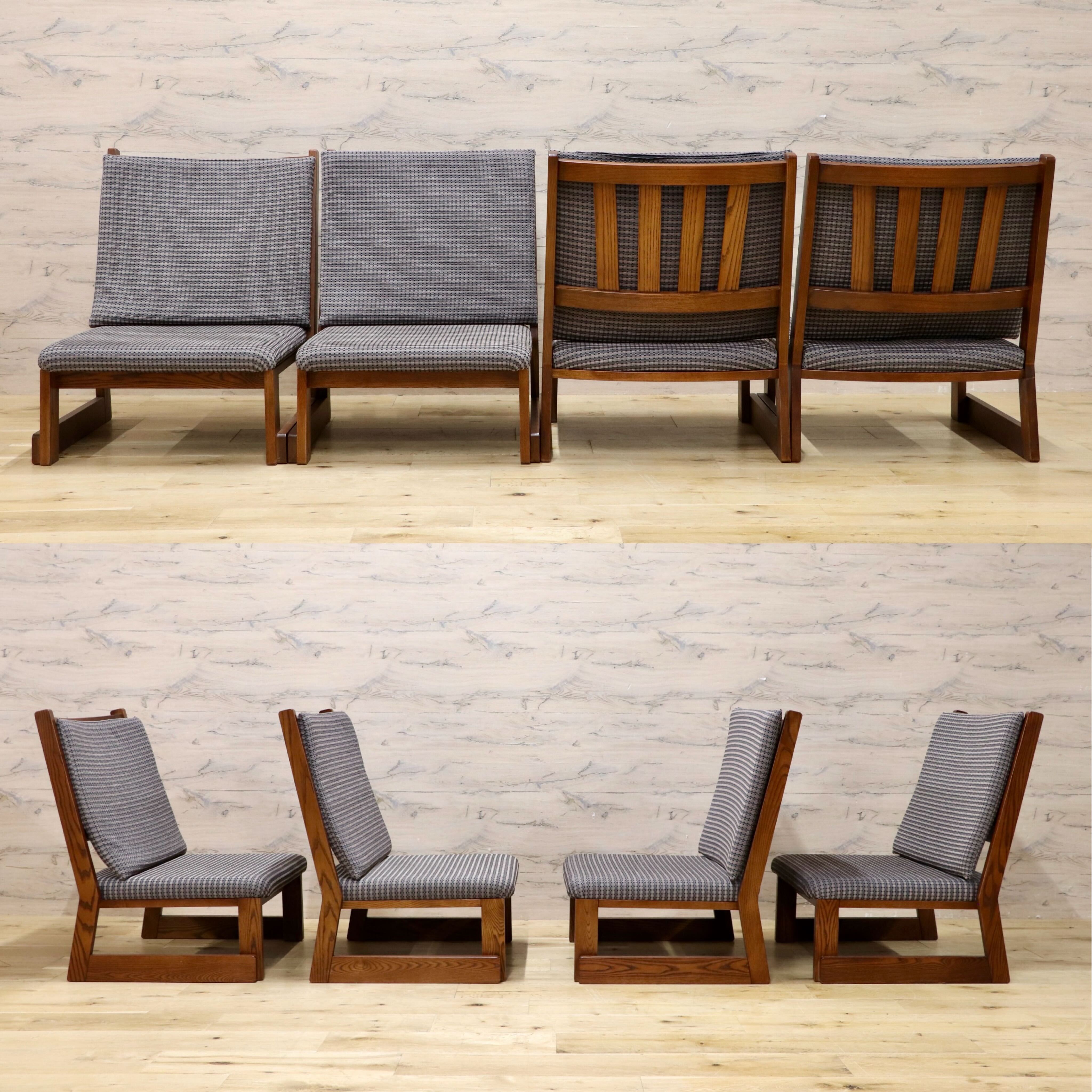 GMIH491A○シンプルモダン スタッキング ローチェア 4脚セット ラウンジチェア 座椅子 ファブリック 和室 座敷 和モダン 北欧スタイル