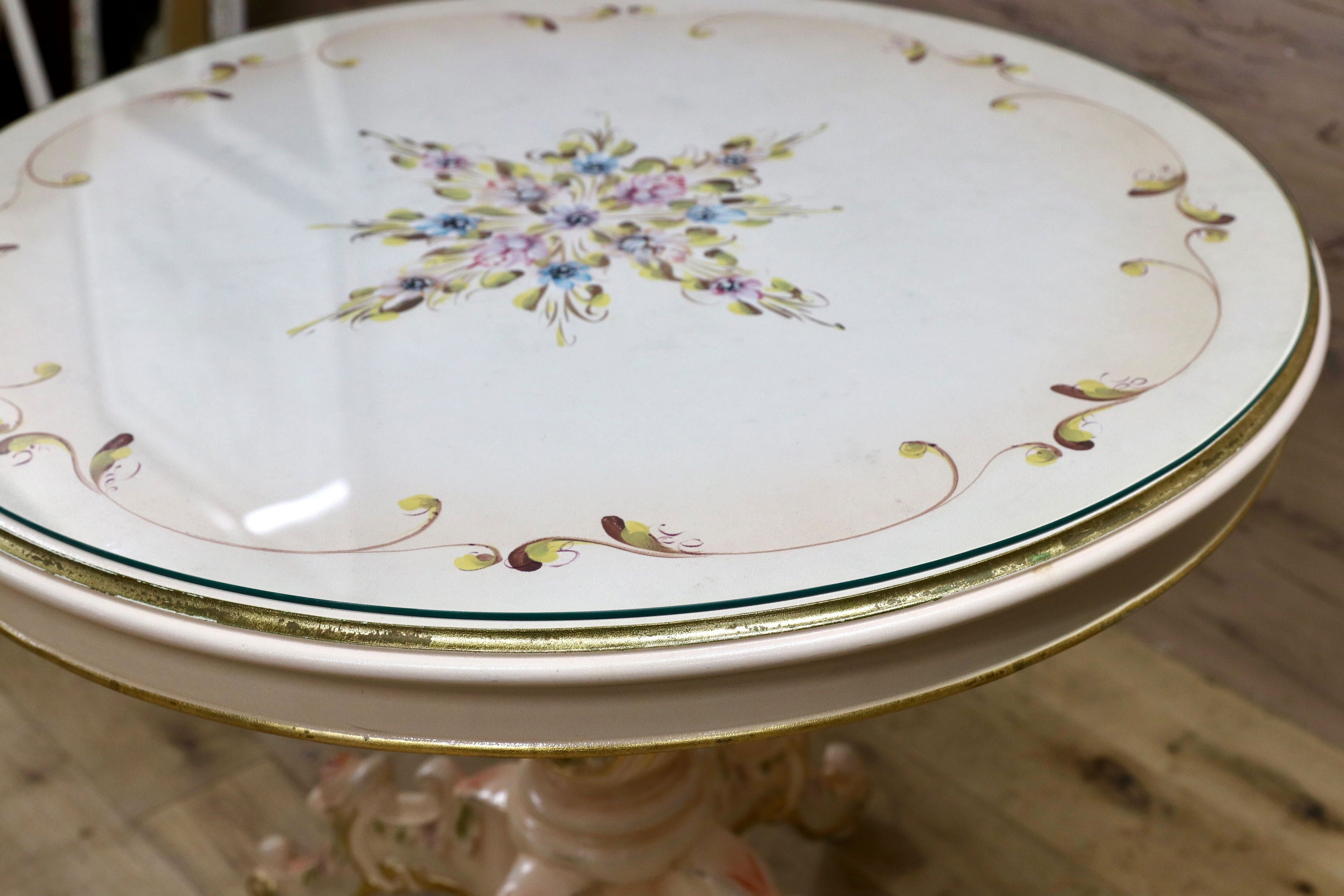 GMIS419○イタリア製 ロココ調 クラシック ダイニングテーブル 食卓テーブル 円卓 姫家具 エレガント アンティーク調 定価約35万