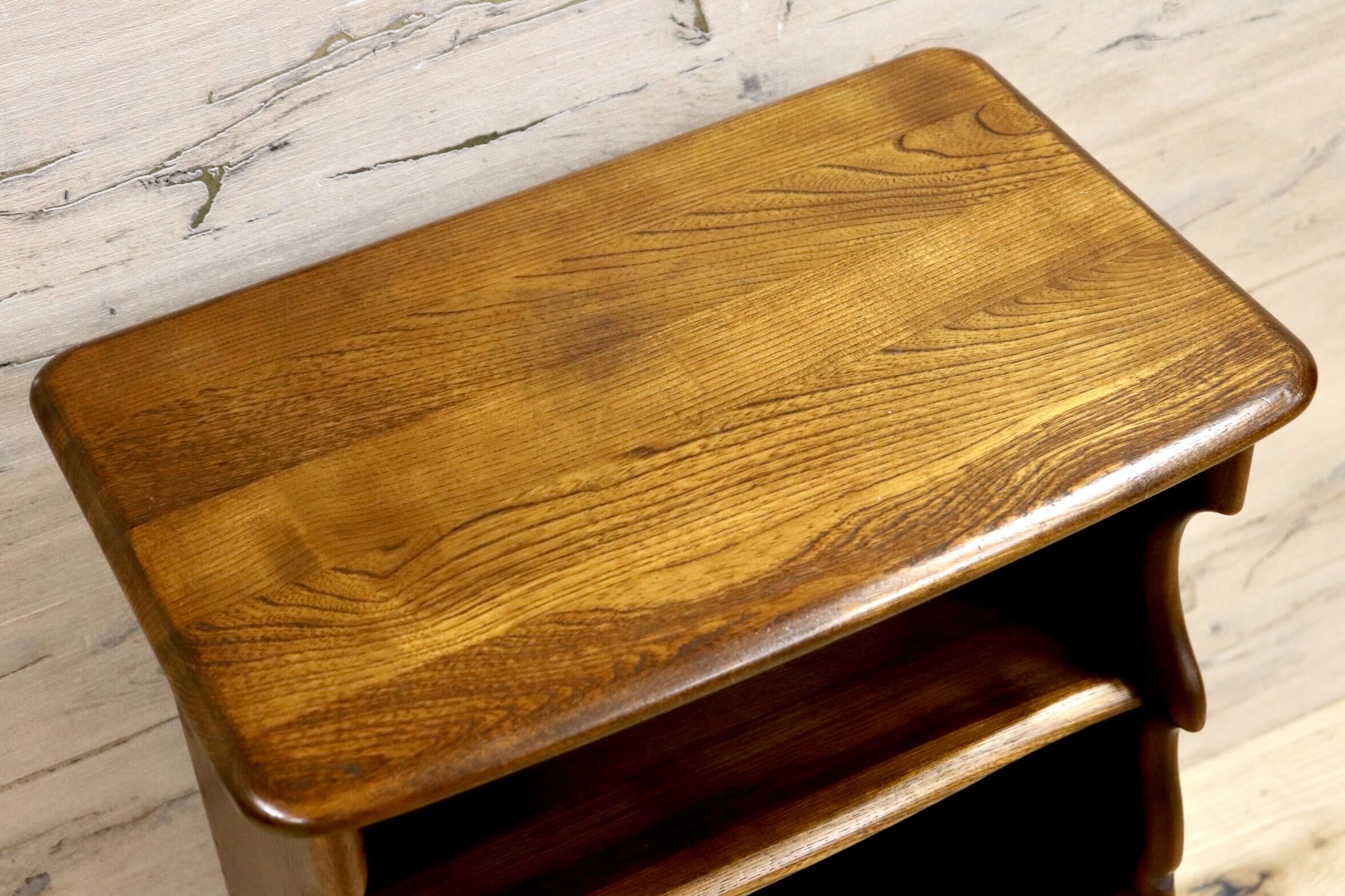 GMIS271○karimoku / カリモク コロニアル 電話台 FAX台 花台 マガジンラック ラタン レトロ 国産家具