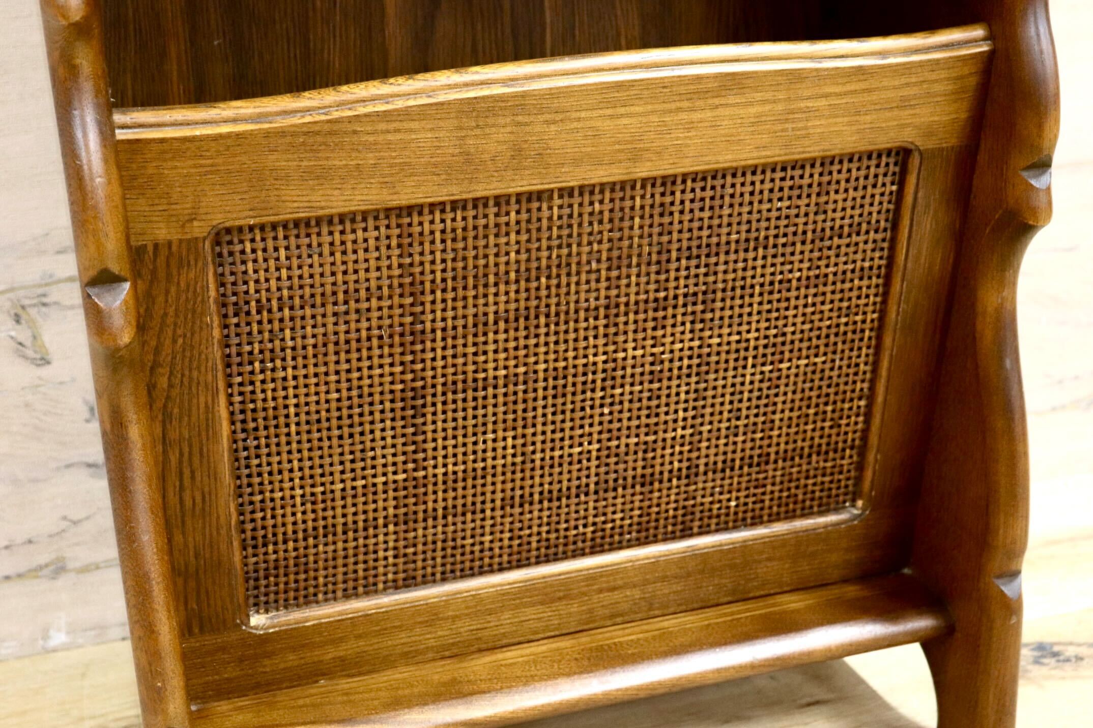 GMIS271○karimoku / カリモク コロニアル 電話台 FAX台 花台 マガジンラック ラタン レトロ 国産家具