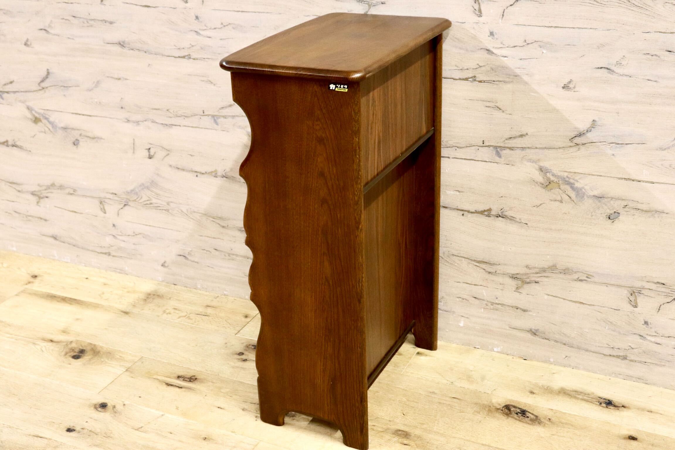 GMIS271○karimoku / カリモク コロニアル 電話台 FAX台 花台 マガジンラック ラタン レトロ 国産家具