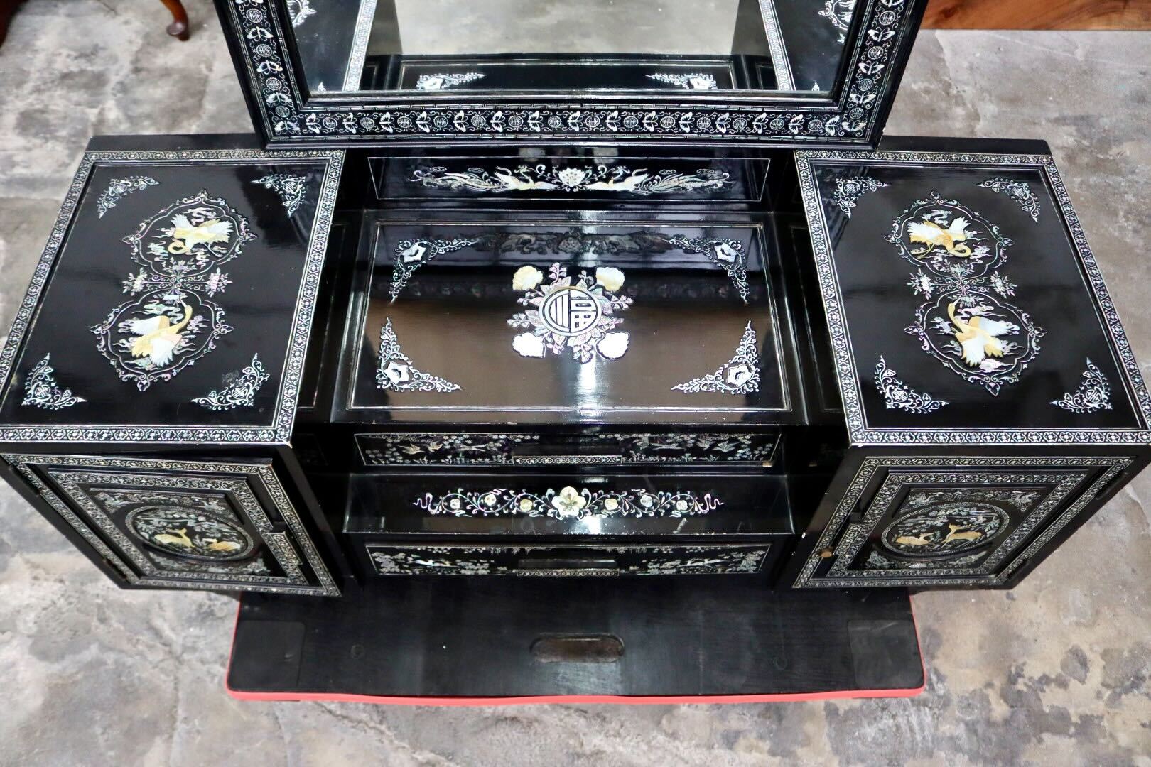 GMJH75A○李朝家具 ドレッサー ミラー 鏡 姿見 化粧台 鏡台 螺鈿細工