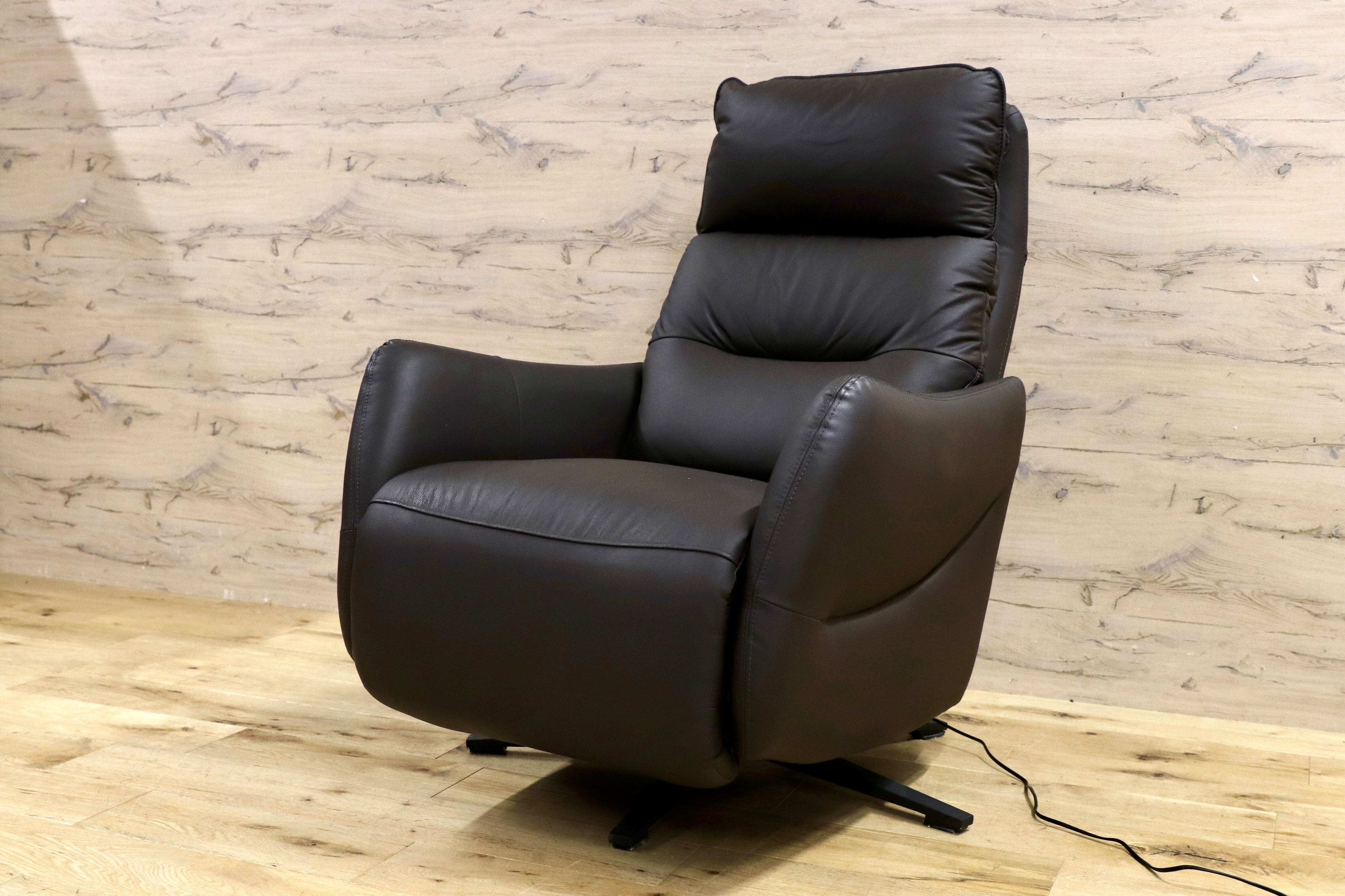 GMIS165○電動 リクライニングチェア パーソナルチェア リクライニングソファ 本革 ダークブラウン 定価約10万
