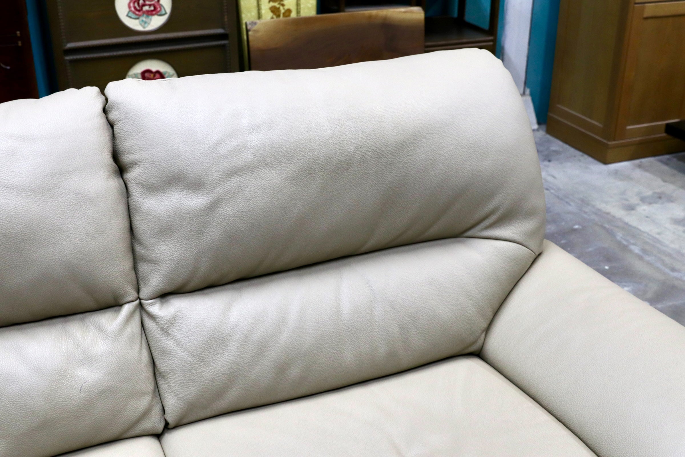 GMJK80○NICOLETTI HOME / ニコレッティホーム イタリア最高級 総本革 2人掛けソファ ラブソファ IDC大塚家具取扱 ベージュ 約40万