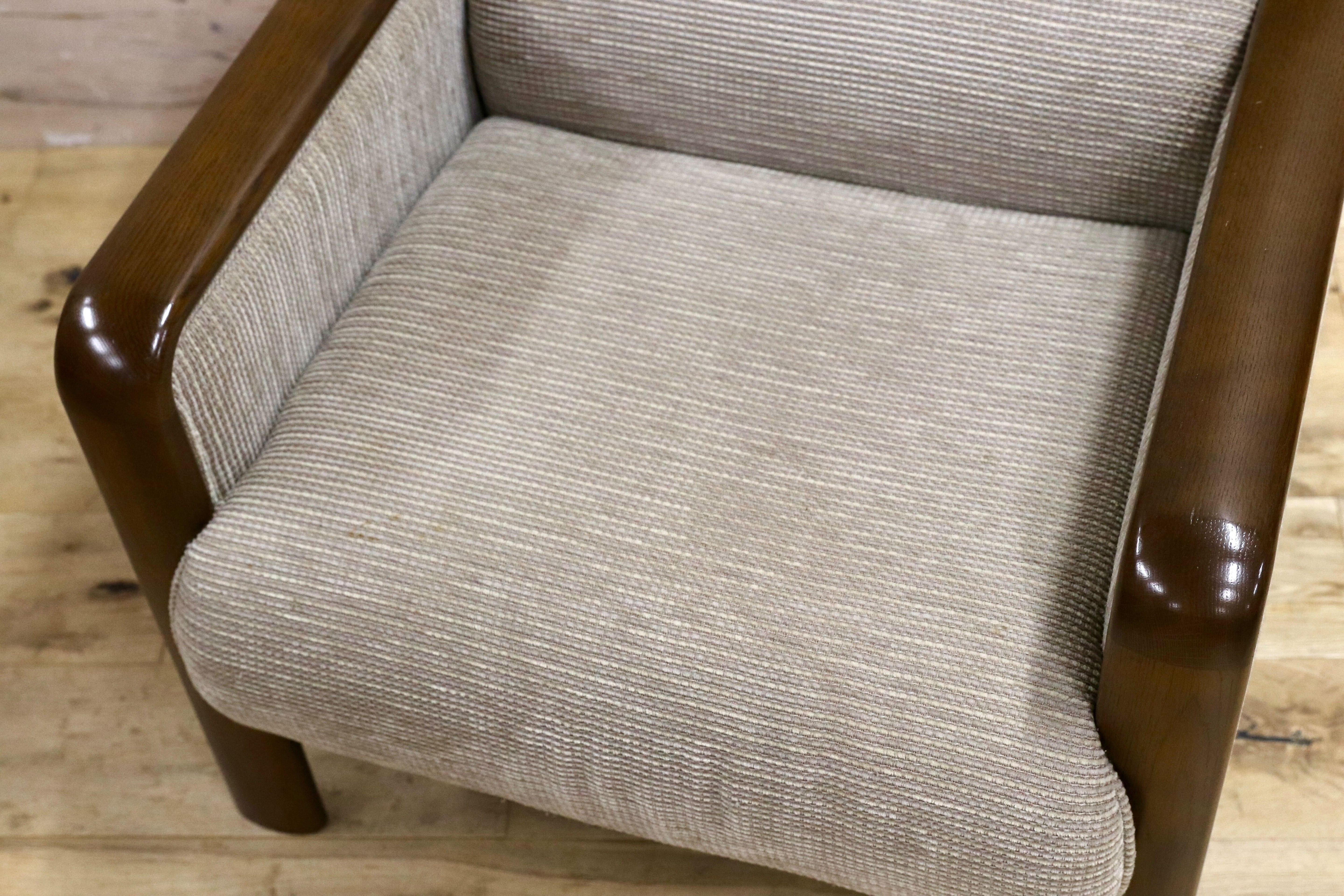 GMIS413○karimoku / カリモク WS29 1人掛けソファ シングルソファ 肘掛け椅子 応接椅子 布張り 約13.8万 国産家具