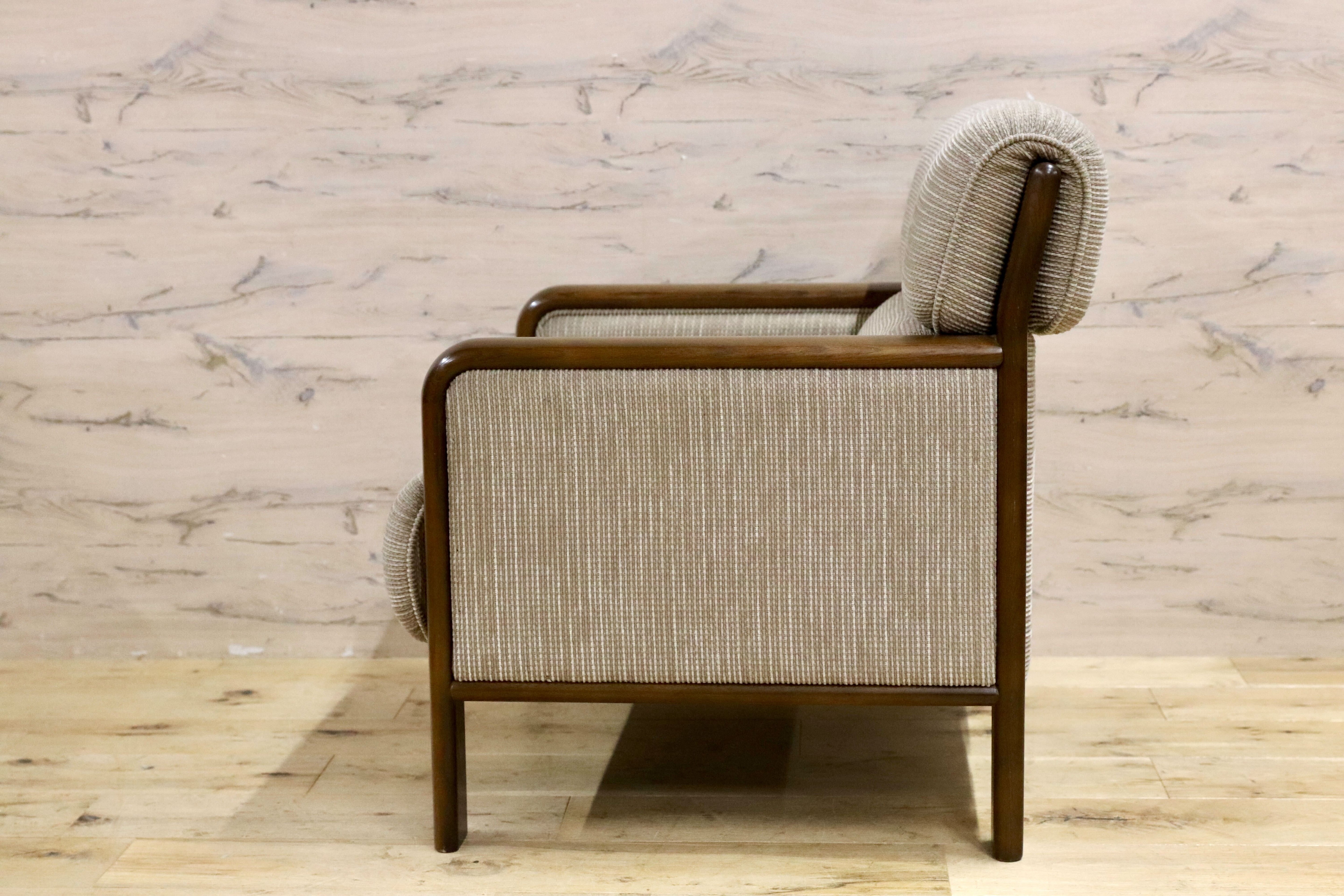 GMIS413○karimoku / カリモク WS29 1人掛けソファ シングルソファ 肘掛け椅子 応接椅子 布張り 約13.8万 国産家具